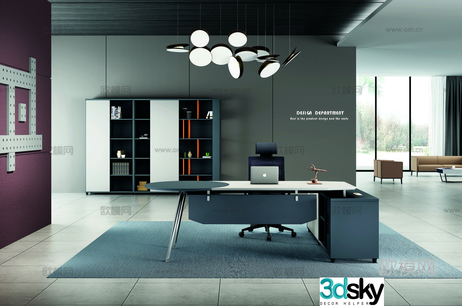 Modern public office 3d model