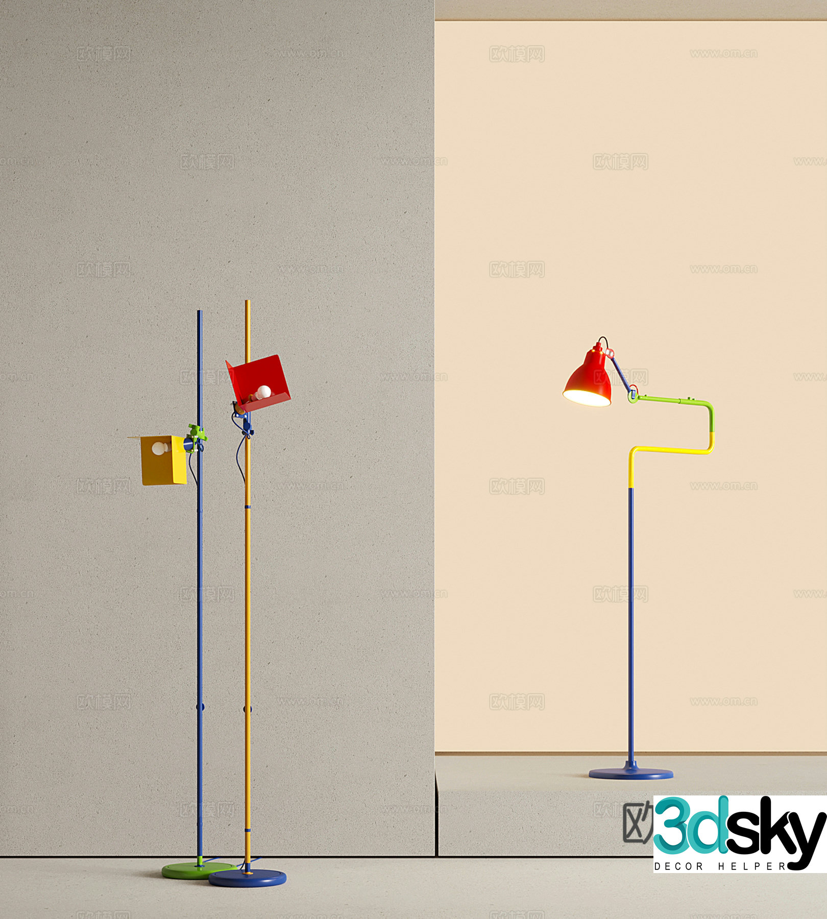 Modern dopamine floor lamp Reading lamp Memphis Bauhaus geometric floor lamp 3d model