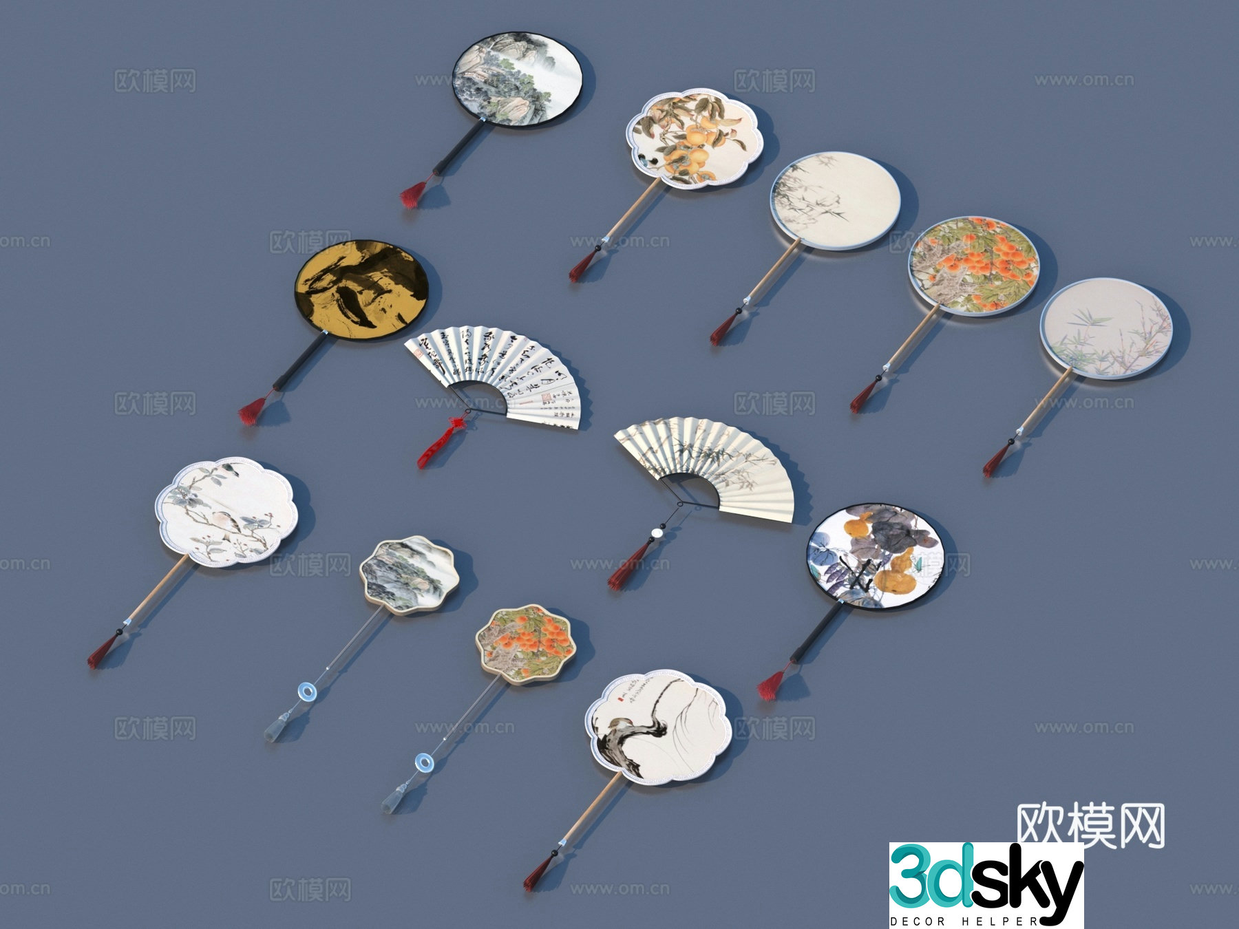 Fan Paper Fan Round Fan Chinese Fan 3D Model