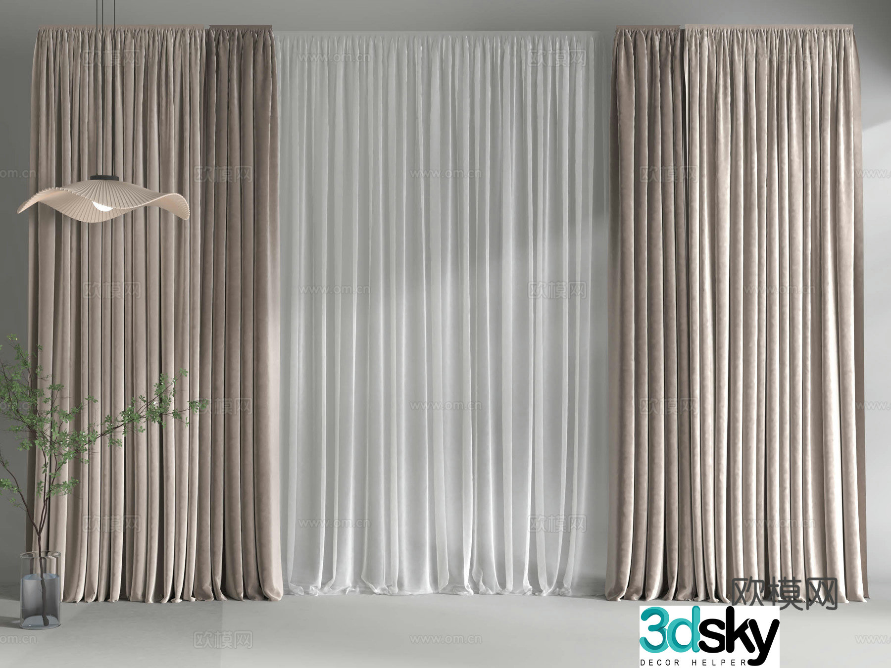 Modern curtains Cream curtains Curtains Wasabi curtains Living room curtains Bedroom curtains 3D model