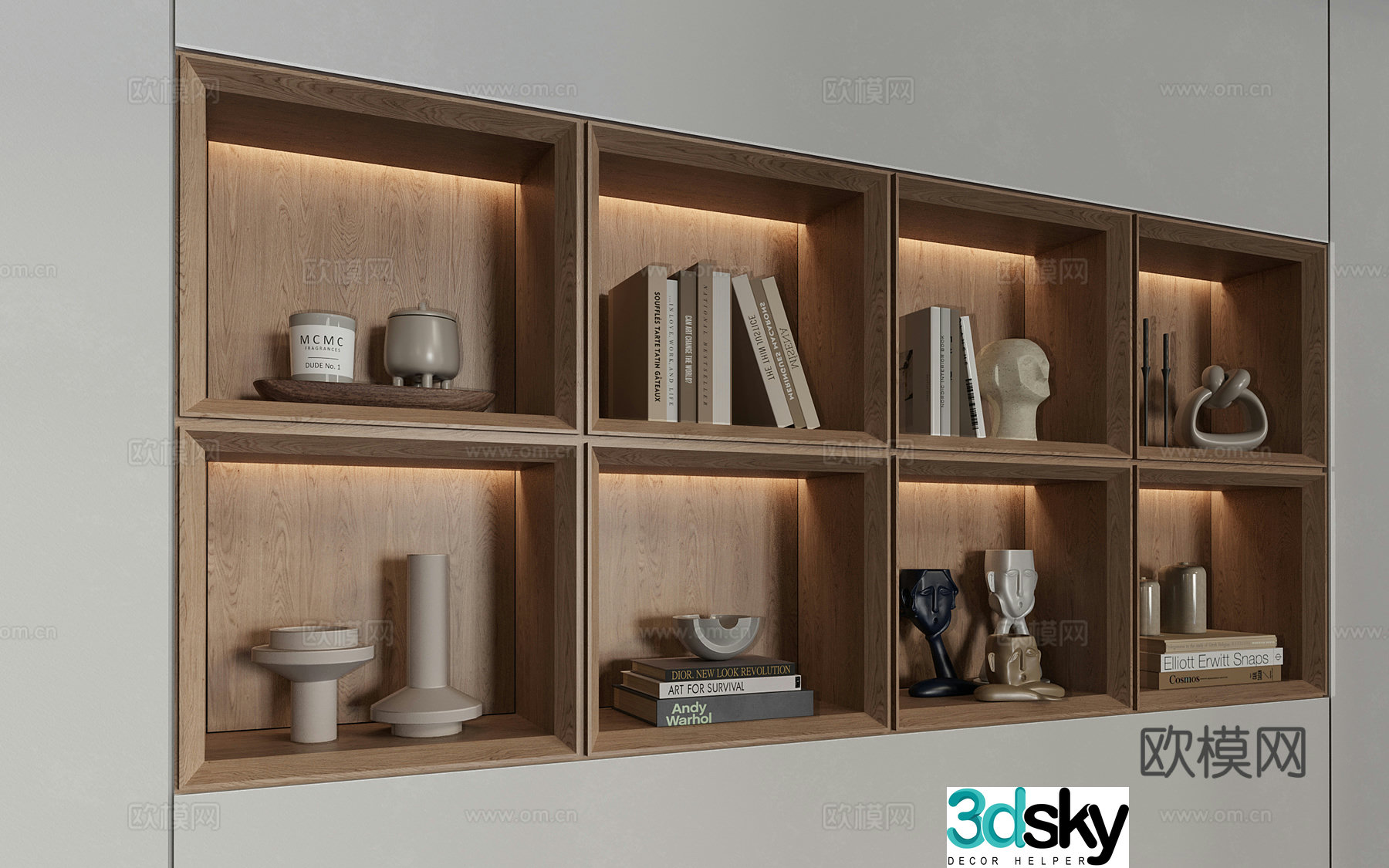 Wasabi Bookcase Niche Book Sculpture Ornaments 3D Model