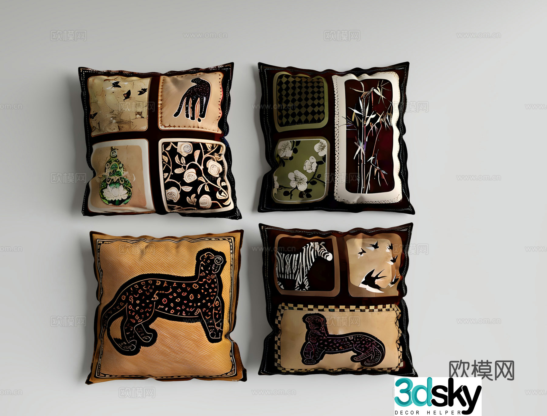 French retro pillow 3d model