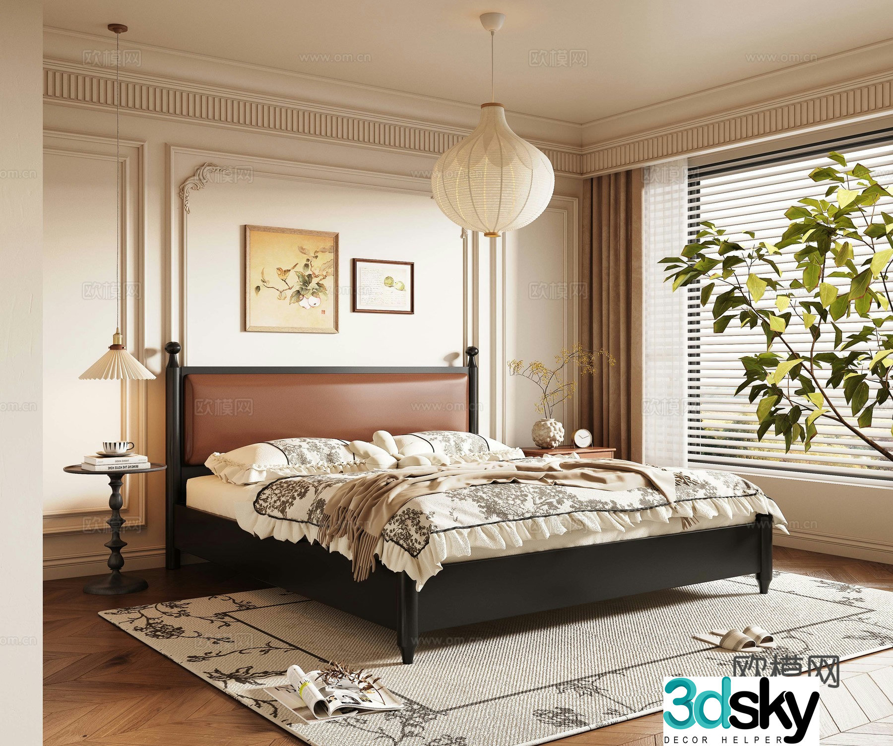 French retro style bedroom 3d model