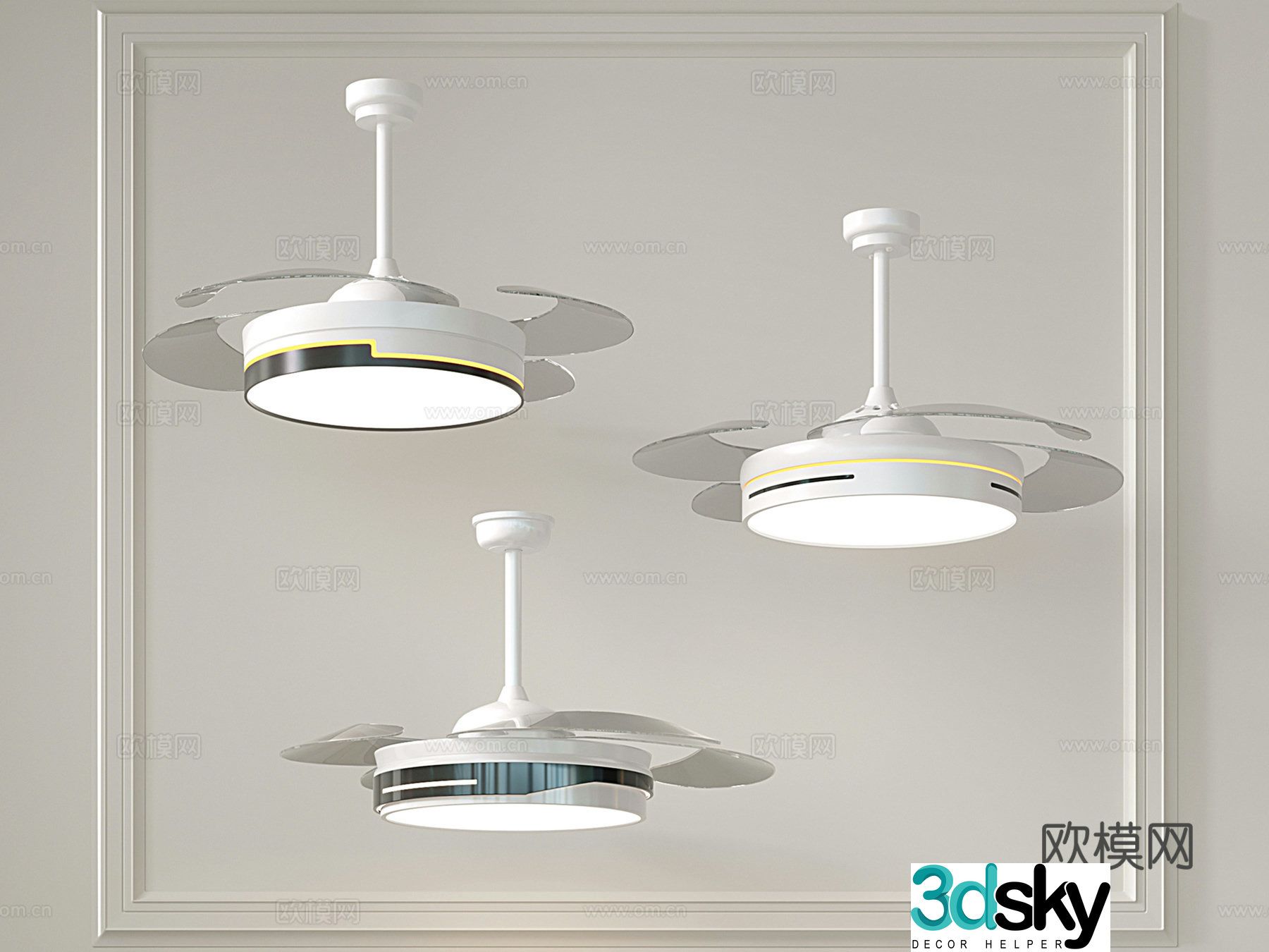 Modern ceiling fan light Ceiling fan Restaurant electric fan Invisible ceiling fan light 3D model
