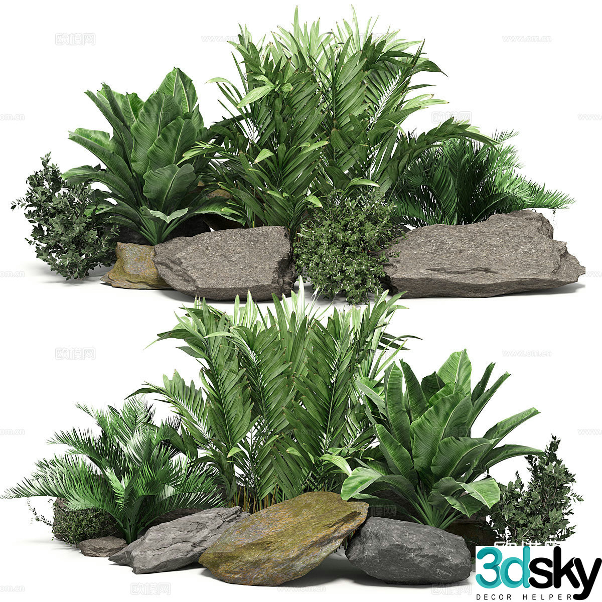 Modern garden plant pile 3d model
