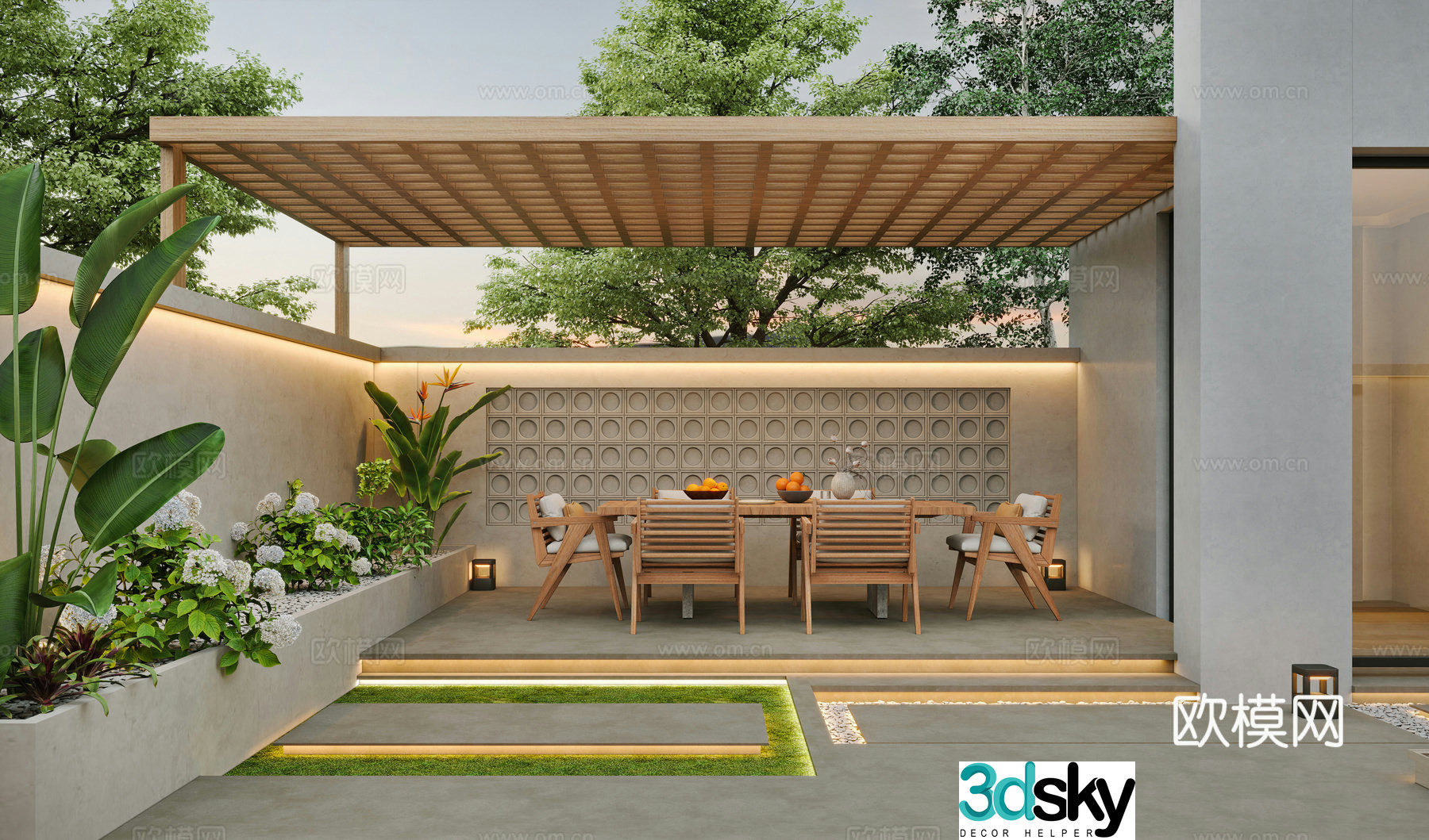 Modern garden landscape 3d model