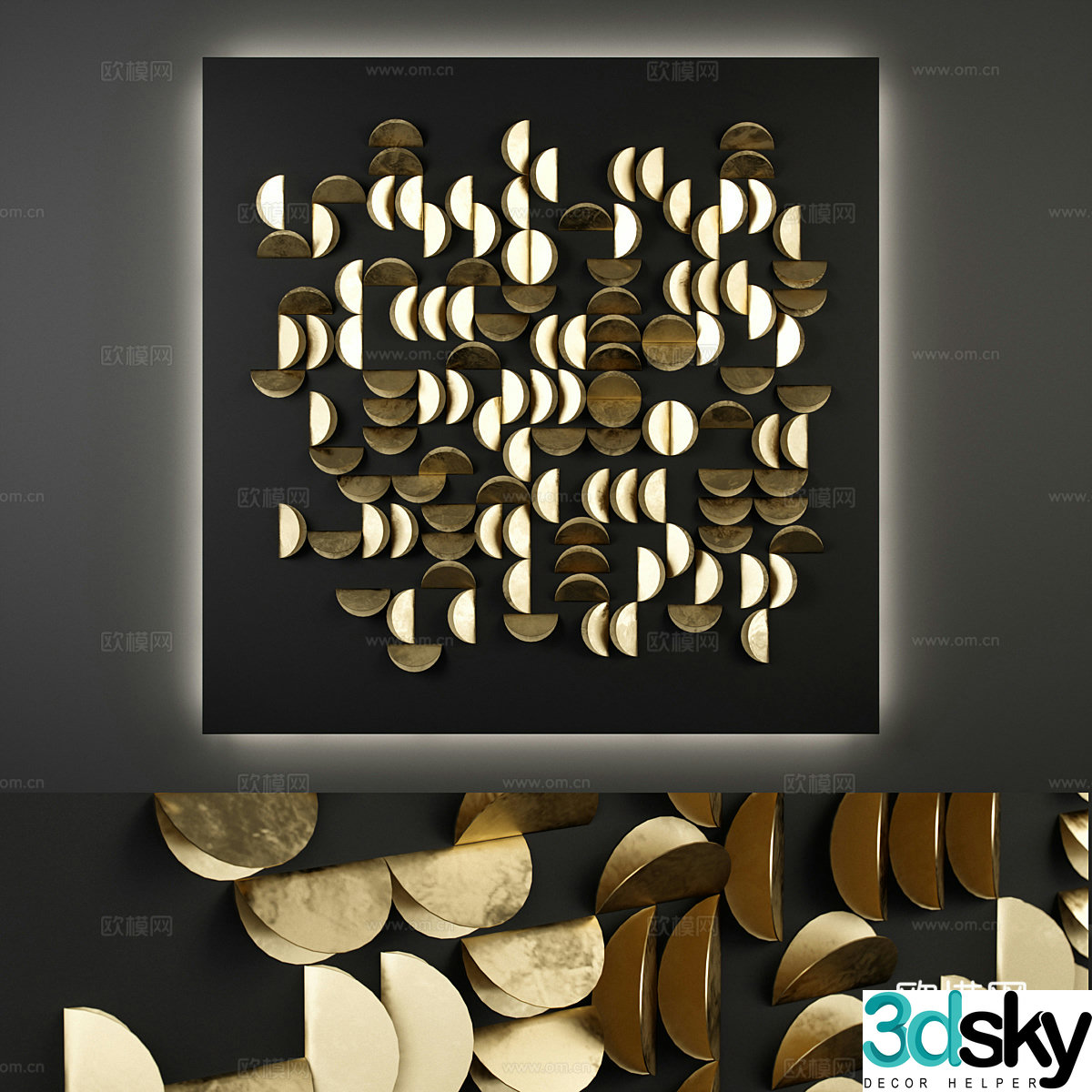 New Chinese style light luxury wall decoration pendant 3D model