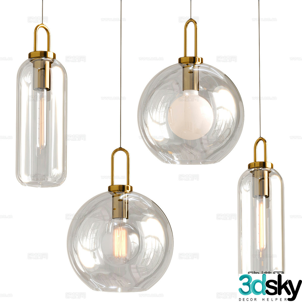 Modern light luxury decorative hanging line light 3d model
