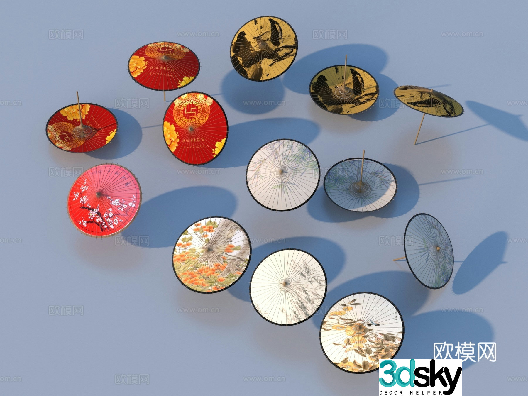 Umbrella Oil paper umbrella Chinese umbrella 3D model