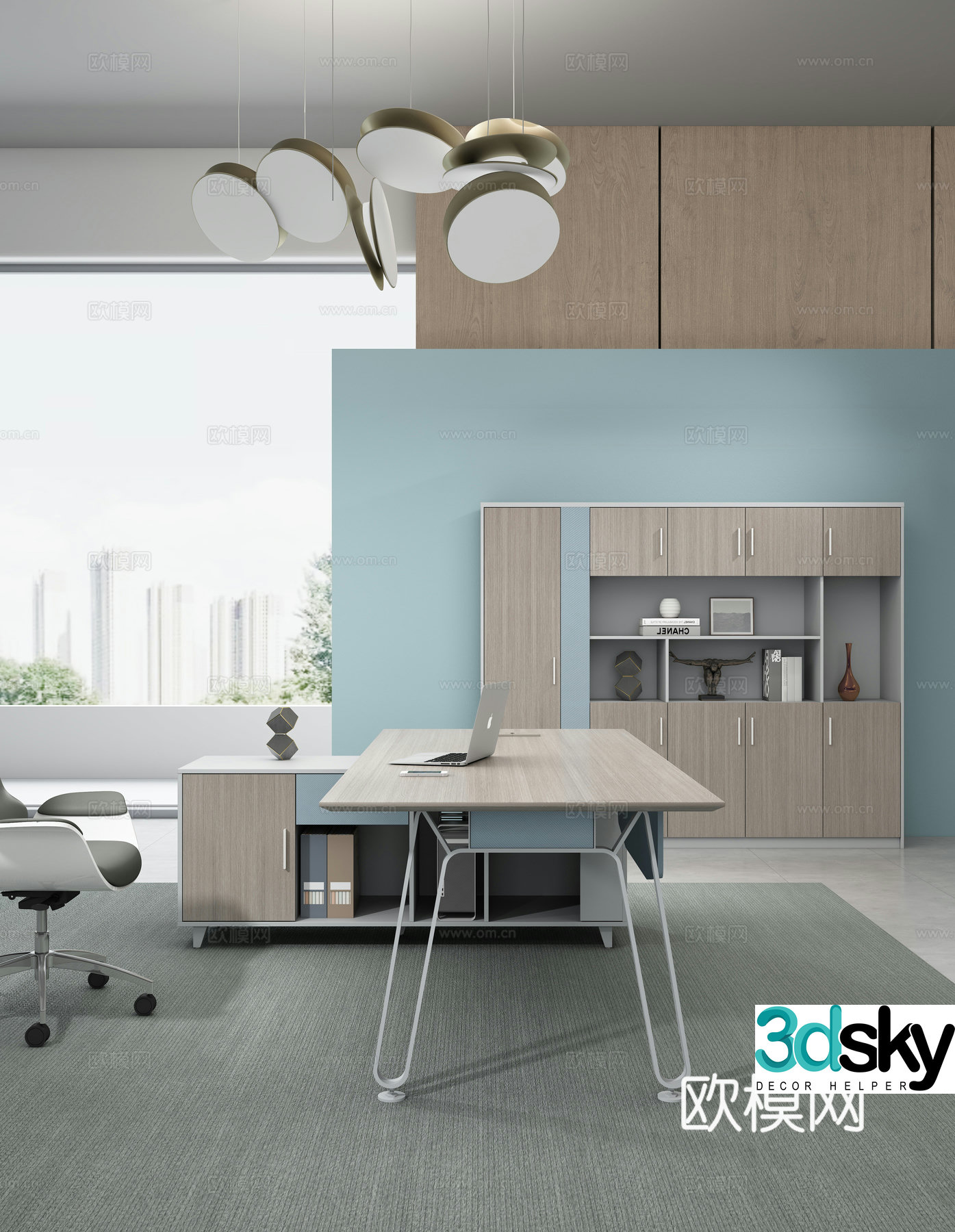 Working equipment office space office office area staff desk and chair 3d model
