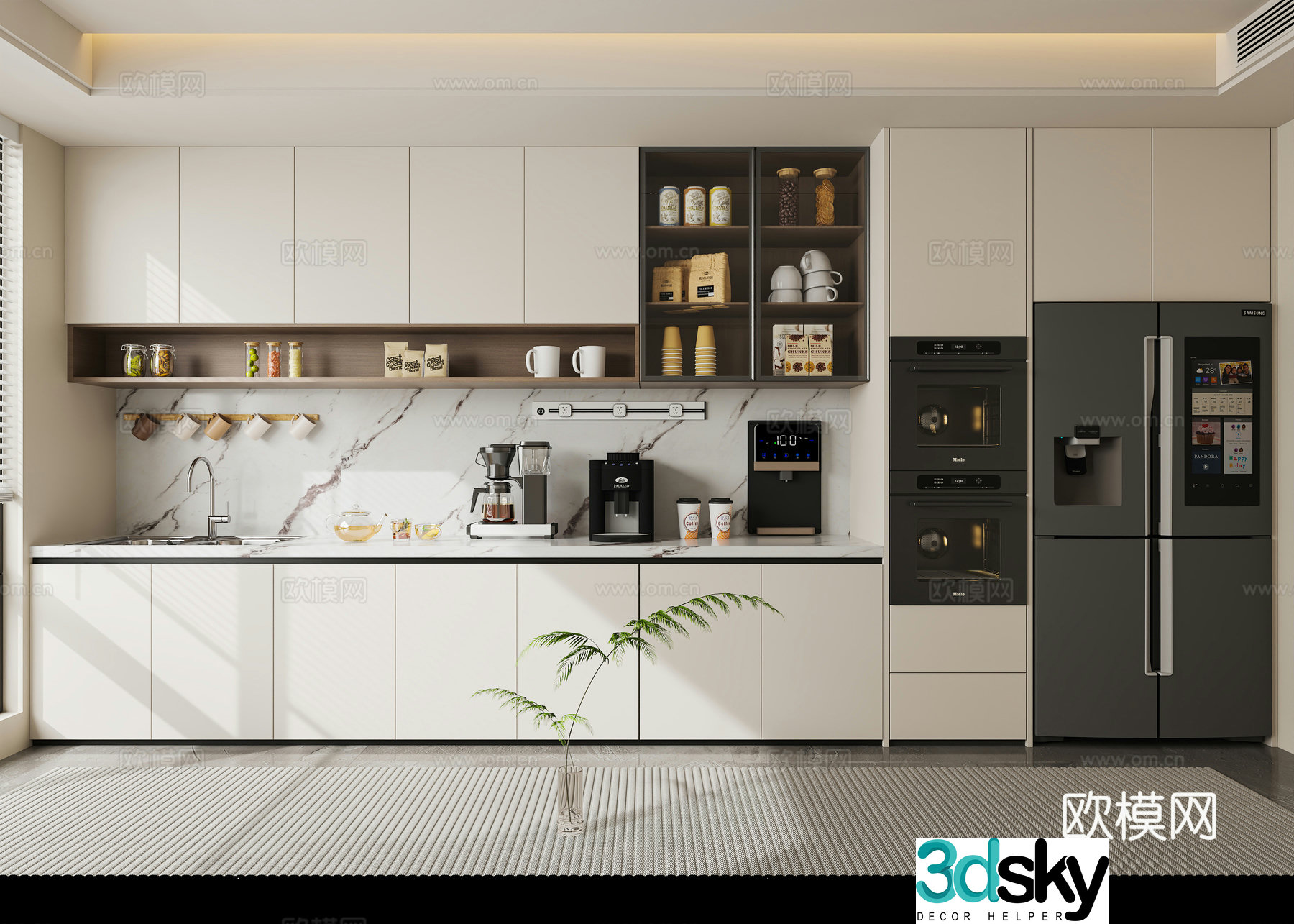 Italian light luxury sideboard refrigerator sideboard tea cabinet 3D model