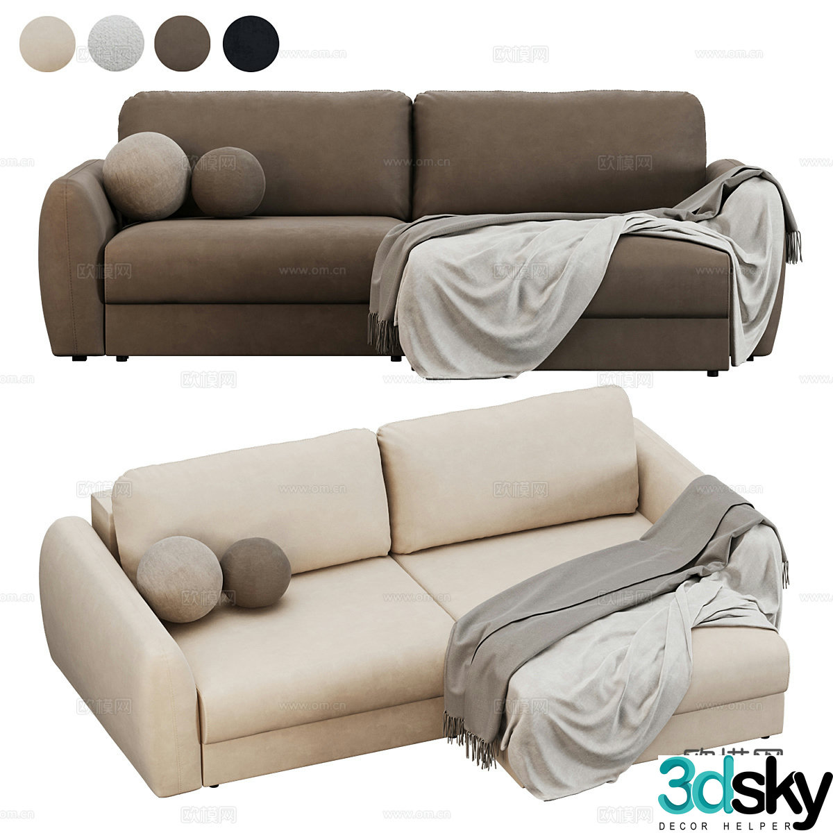 Three-person sofa 3d model
