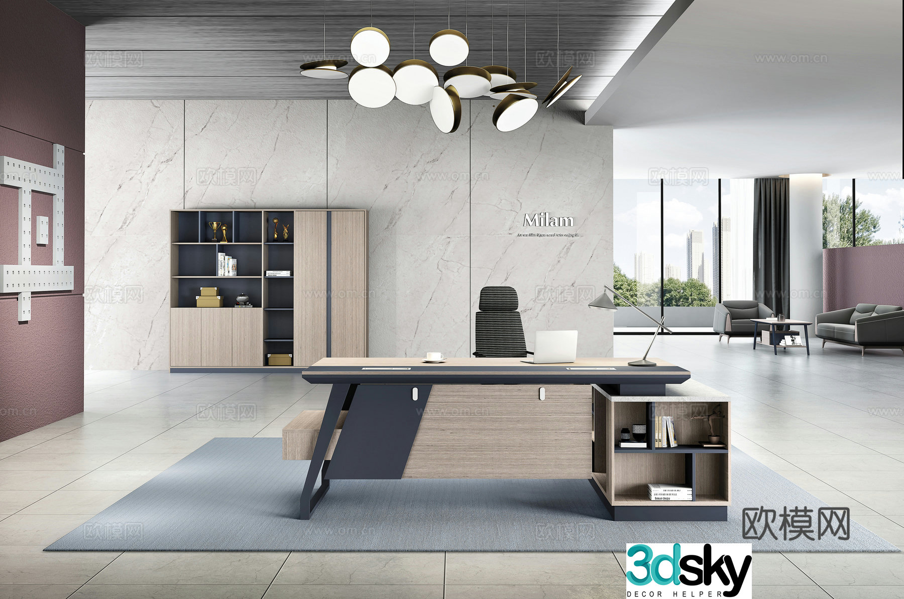 Working equipment office space office office area staff desk and chair 3d model