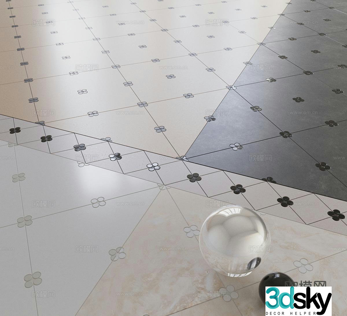 Modern floor tiles flower tiles handmade tiles retro tiles flooring parquet floor tiles 3d model