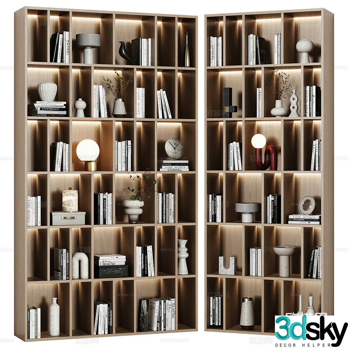 New Chinese style decorative bookcase 3D model