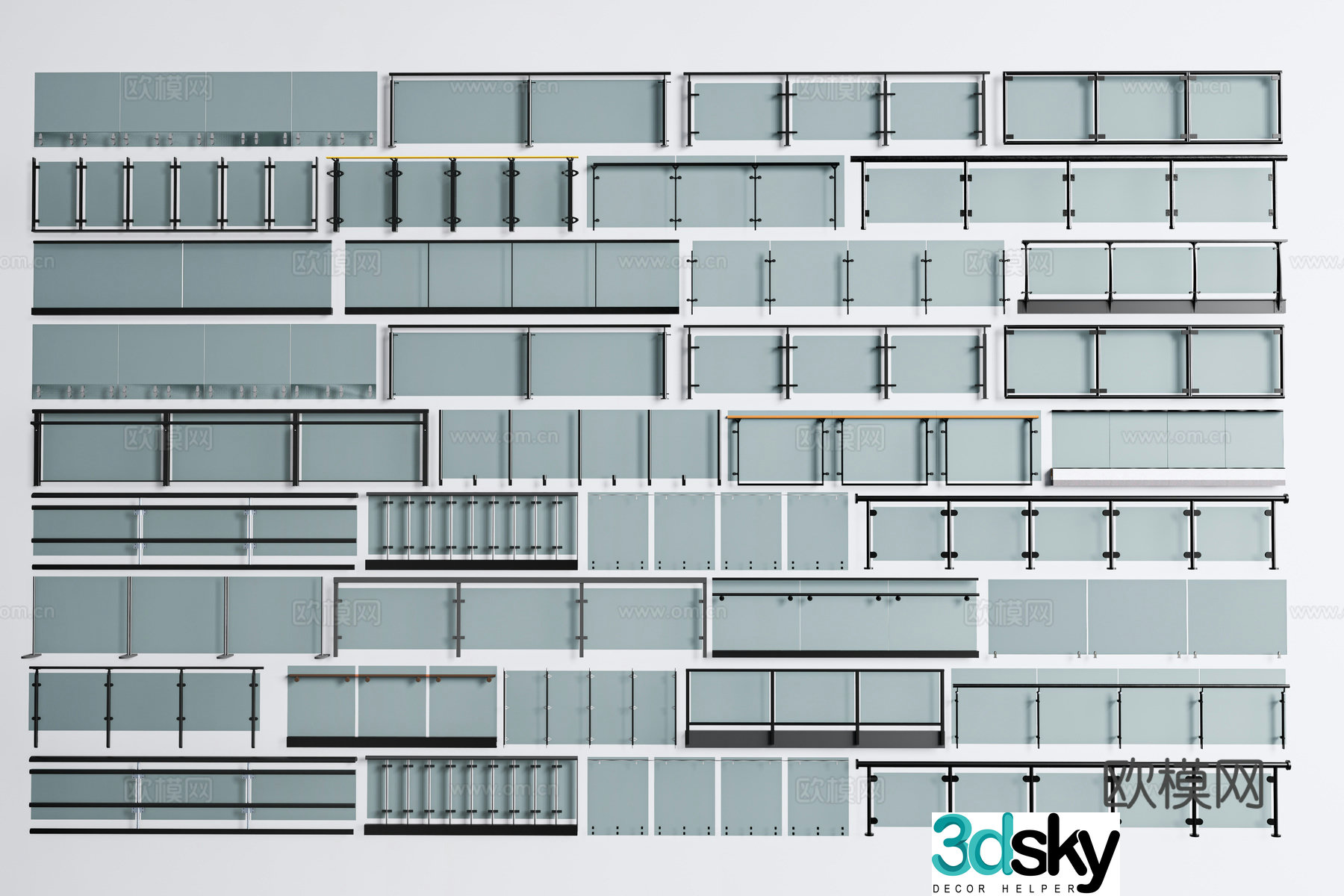 Modern Glass Railing Glass Glass 3d Model
