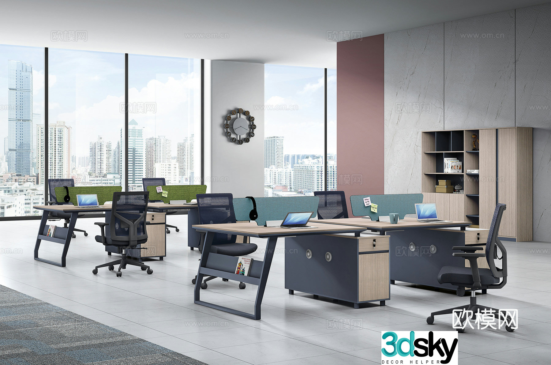 Working equipment office space office office area staff desk and chair 3d model