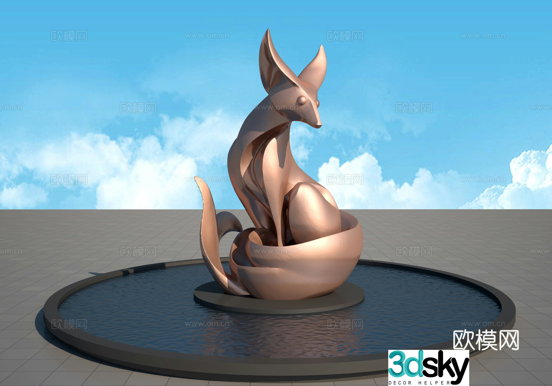 Fox animal sculpture 3d model