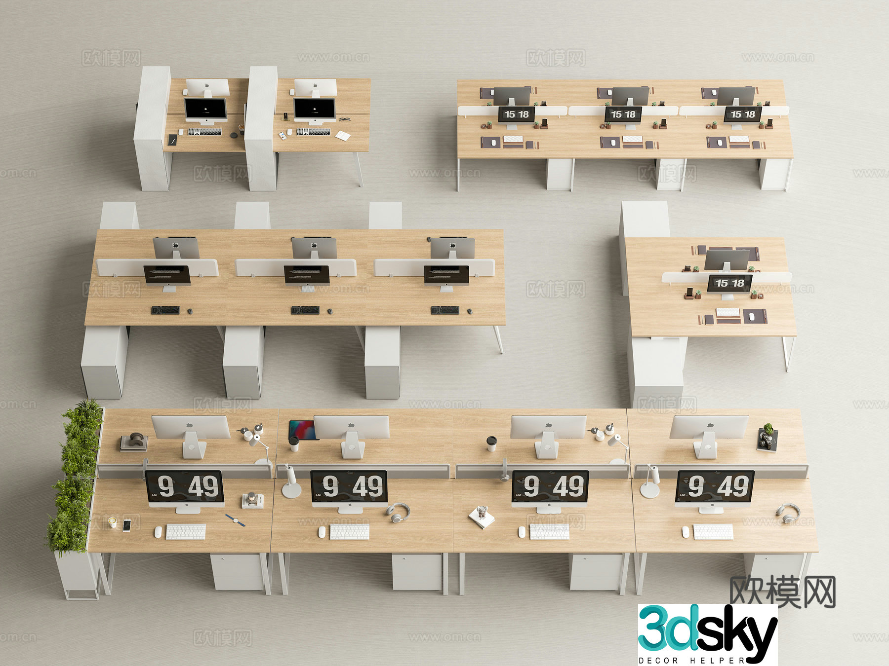 Modern simple office desk and chair office desk and chair combination employee desk office area office desk and chair 3D model