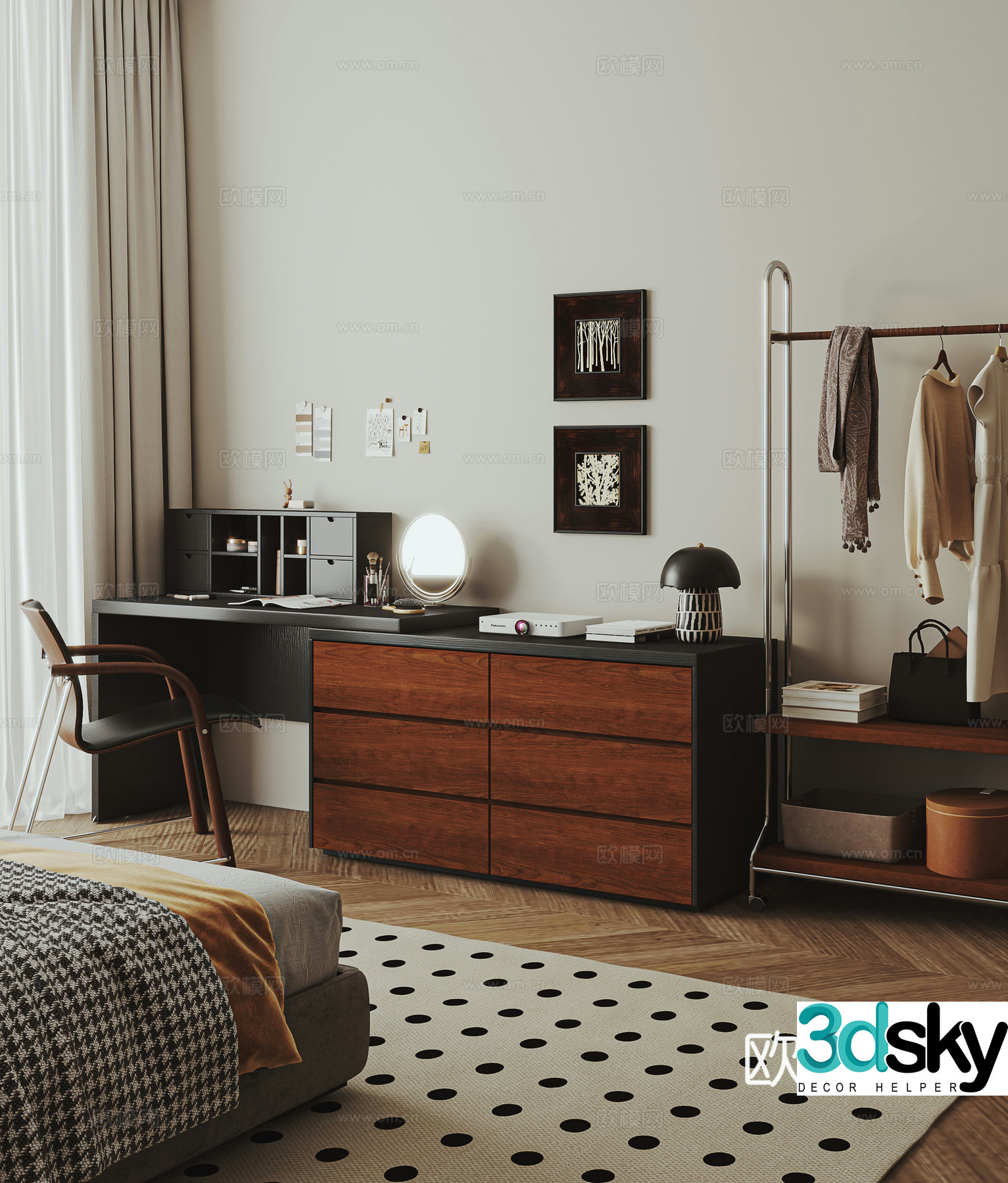 Modern medieval dressing table 3D model