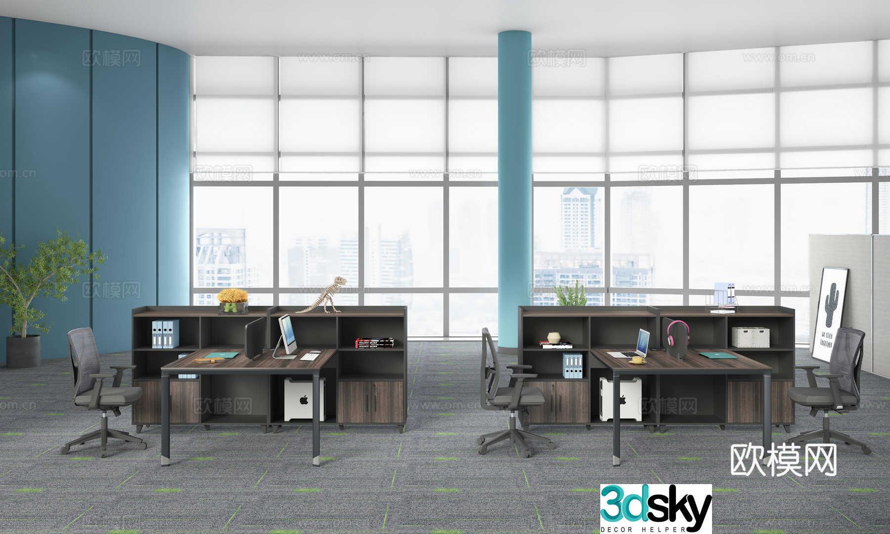 Working office space office 3d model