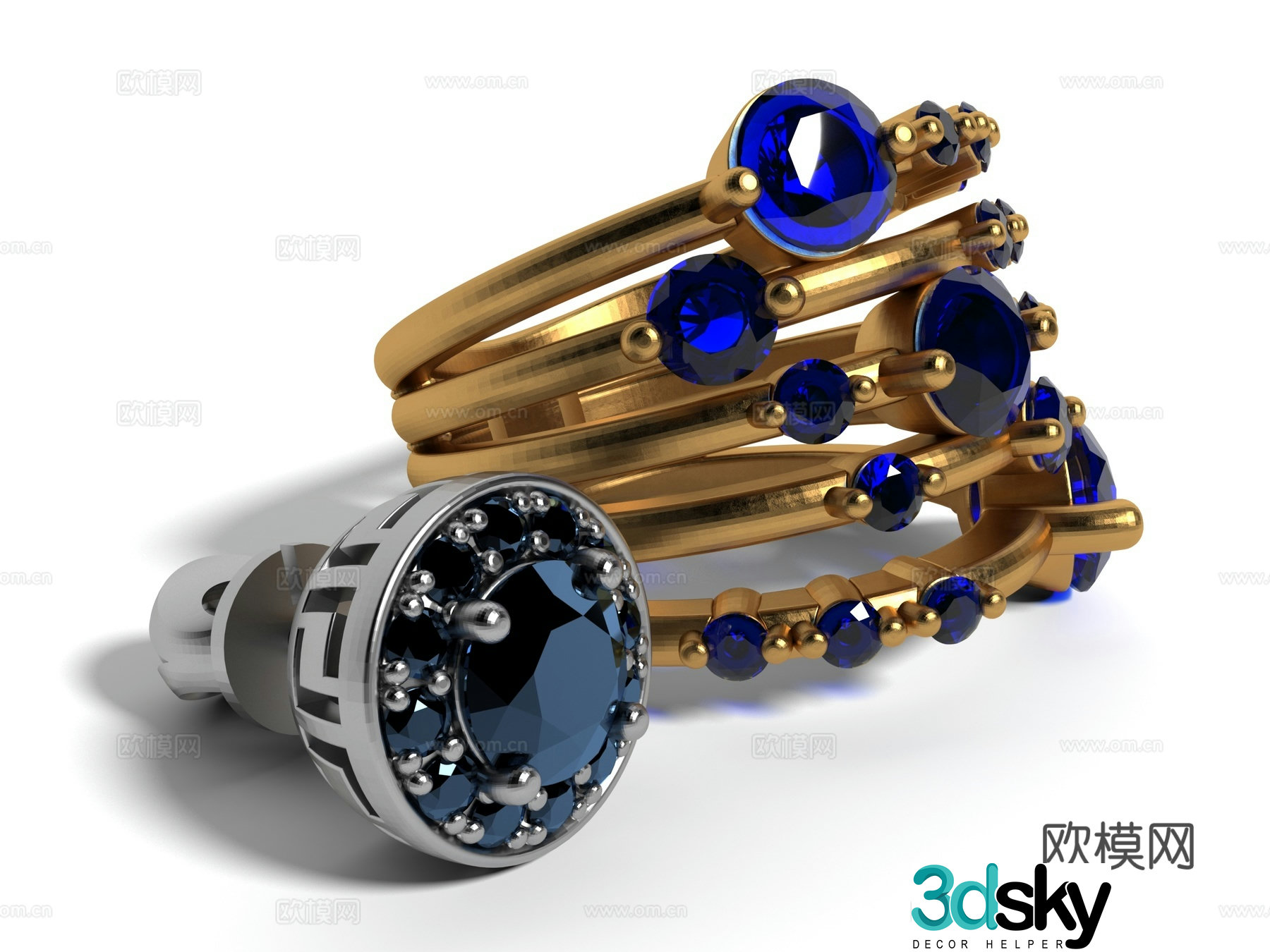 Modern style ring jewelry 3d model