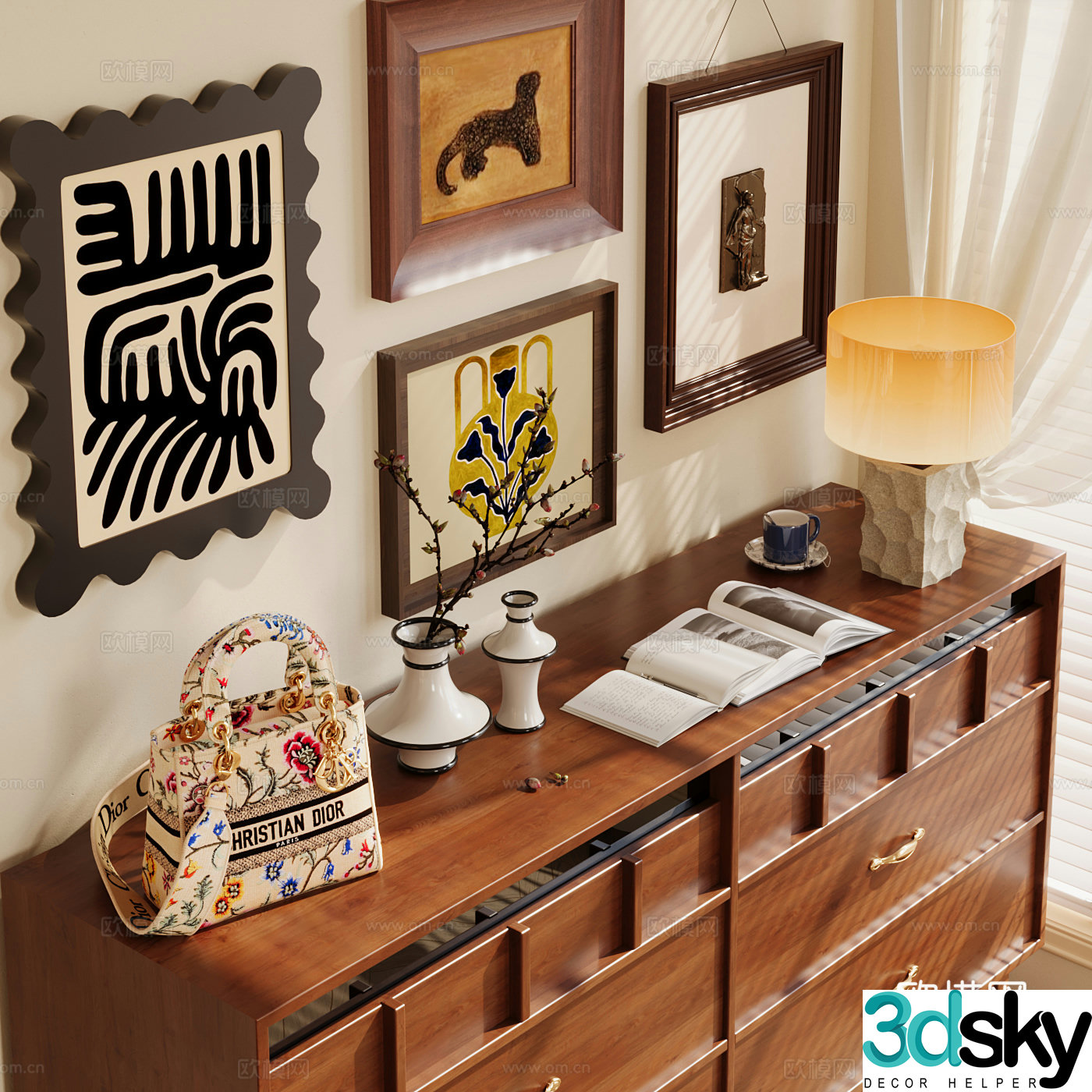 Medium style decoration ornament combination 3D model