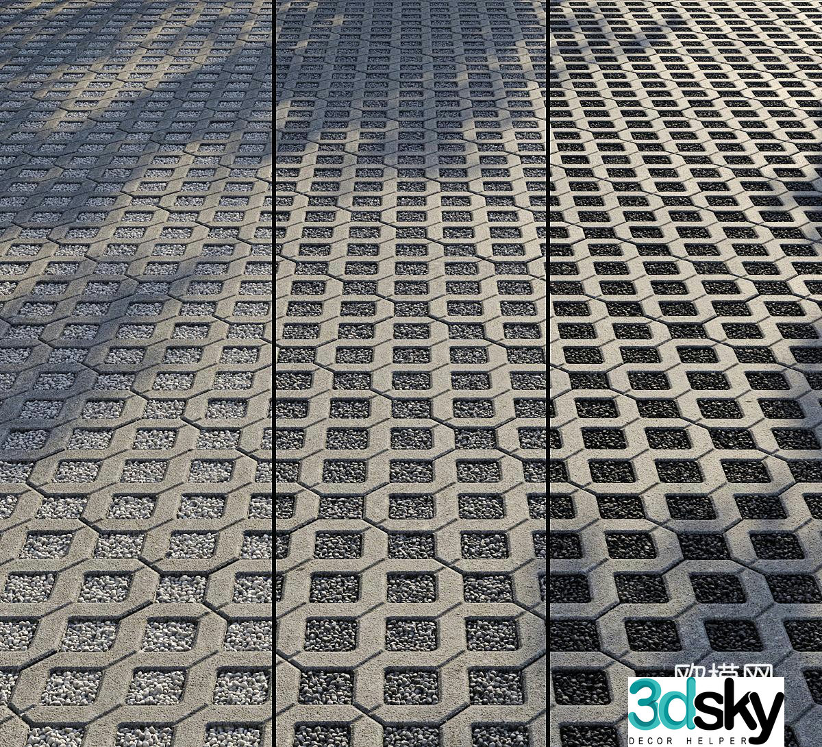 Modern outdoor pavement stone paving road cobblestone road road sidewalk pavement material 3D model