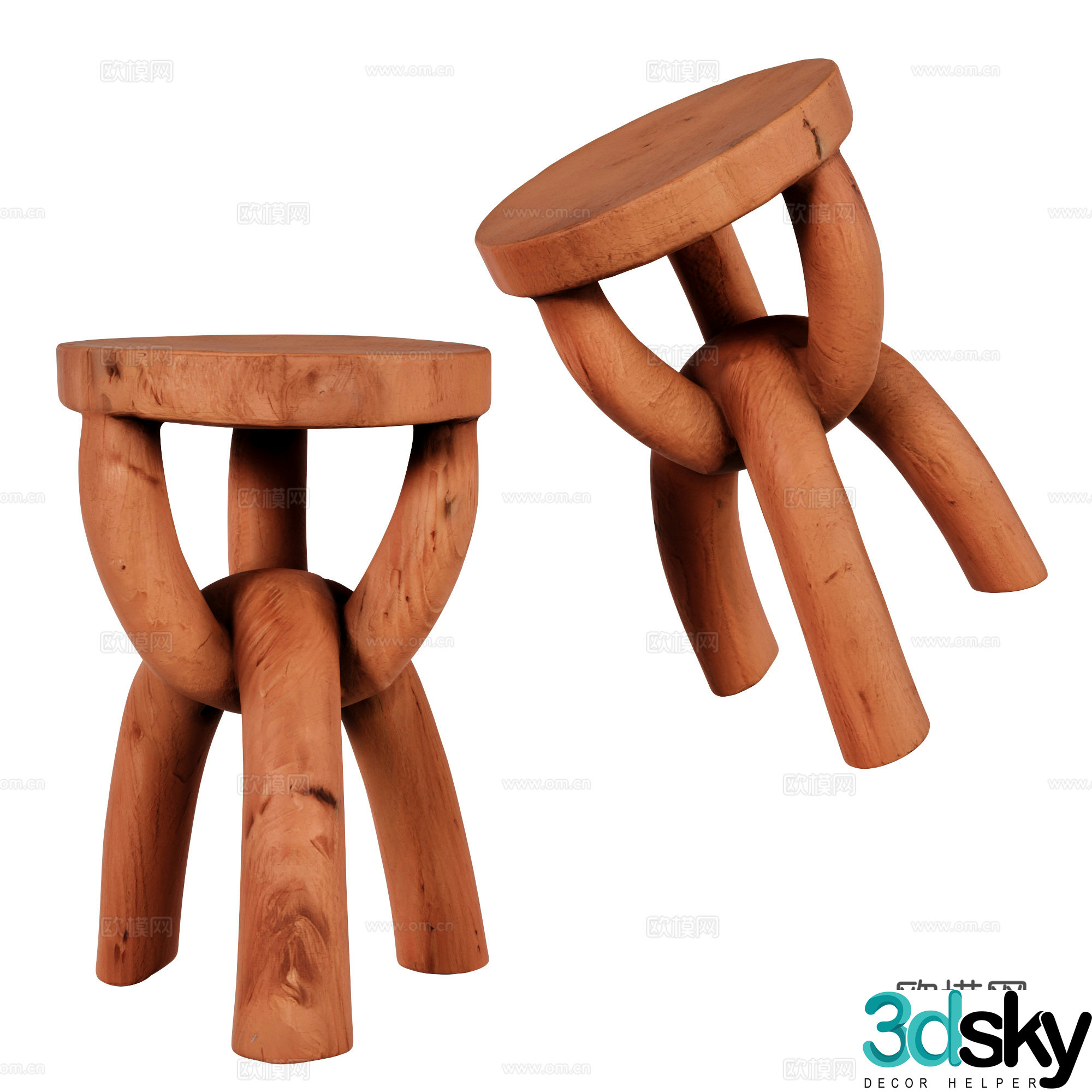 Wasabi log ornament decorative stool 3D model