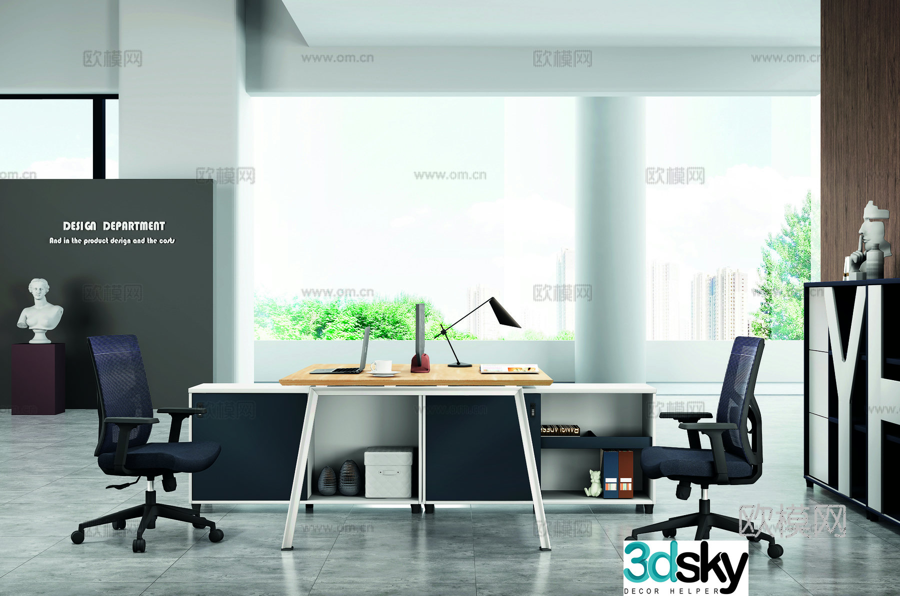 Modern public office 3d model