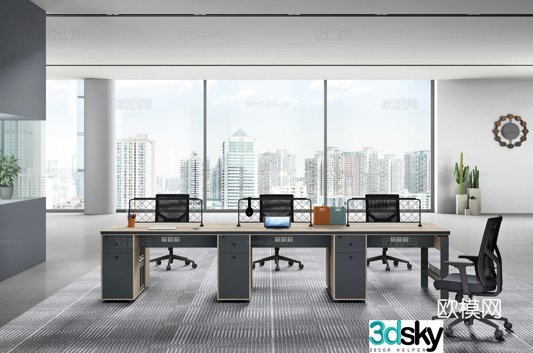 Working equipment office space office office area staff desk and chair 3d model