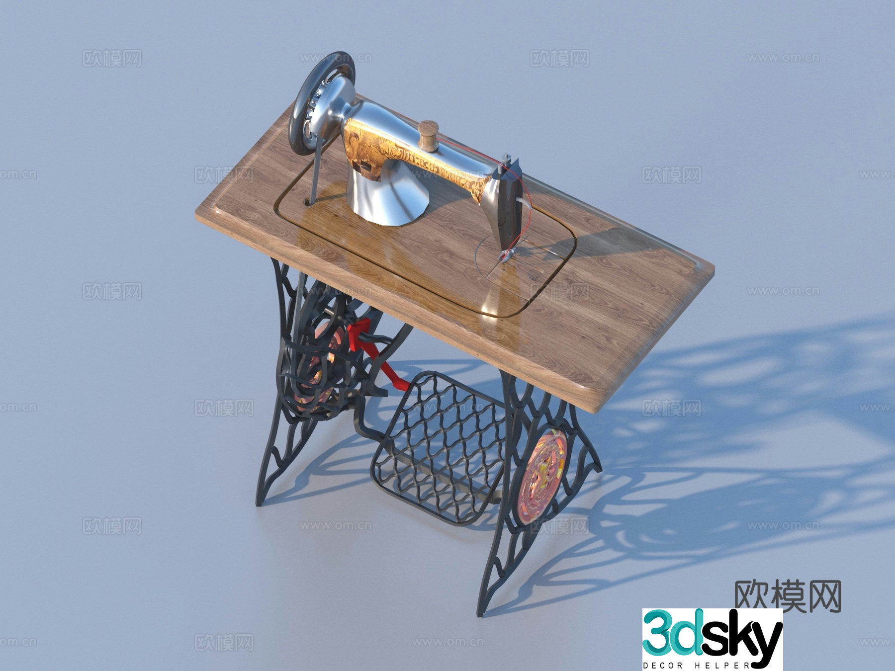 Sewing machine vintage clothes machine 3d model