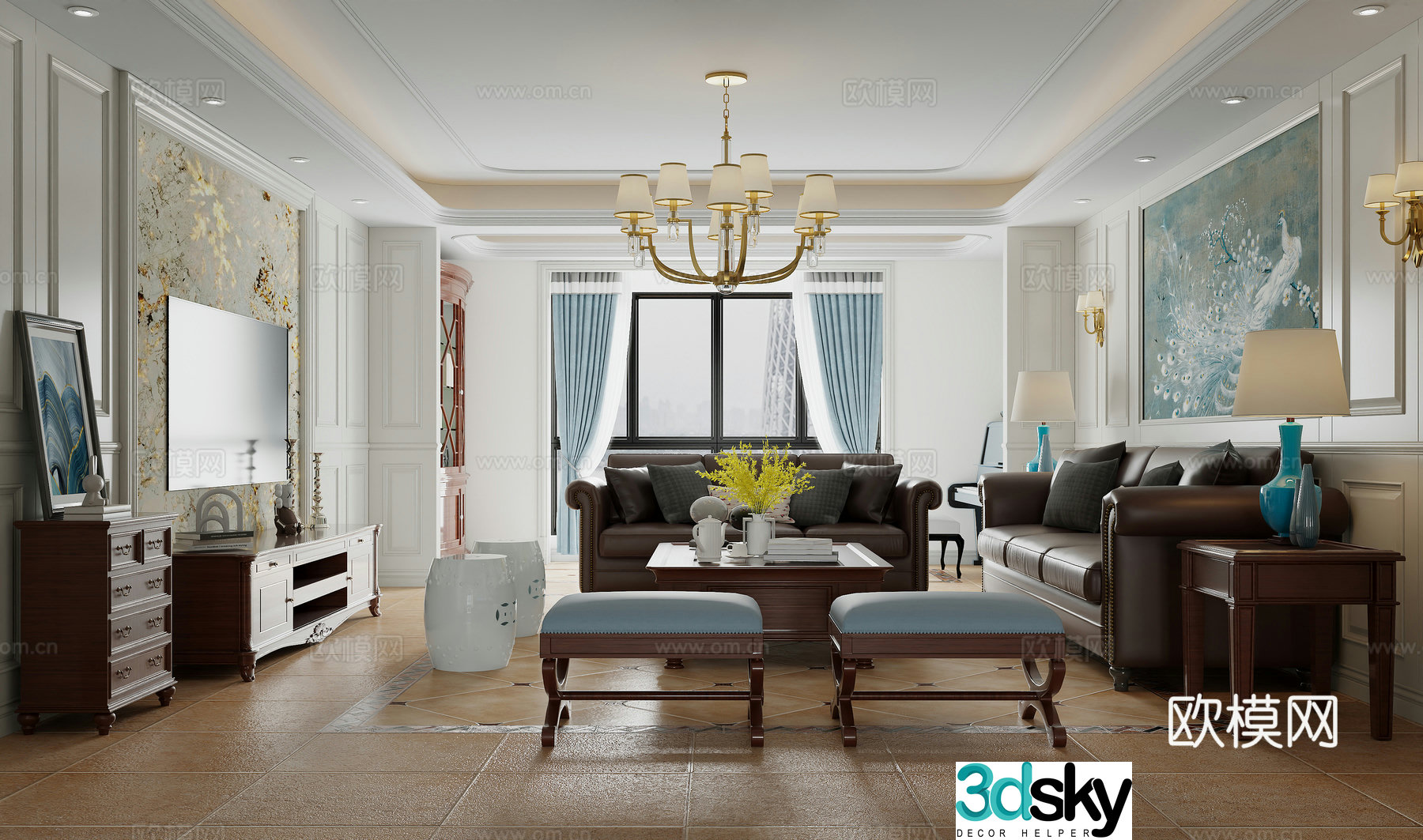 American living room 3d model