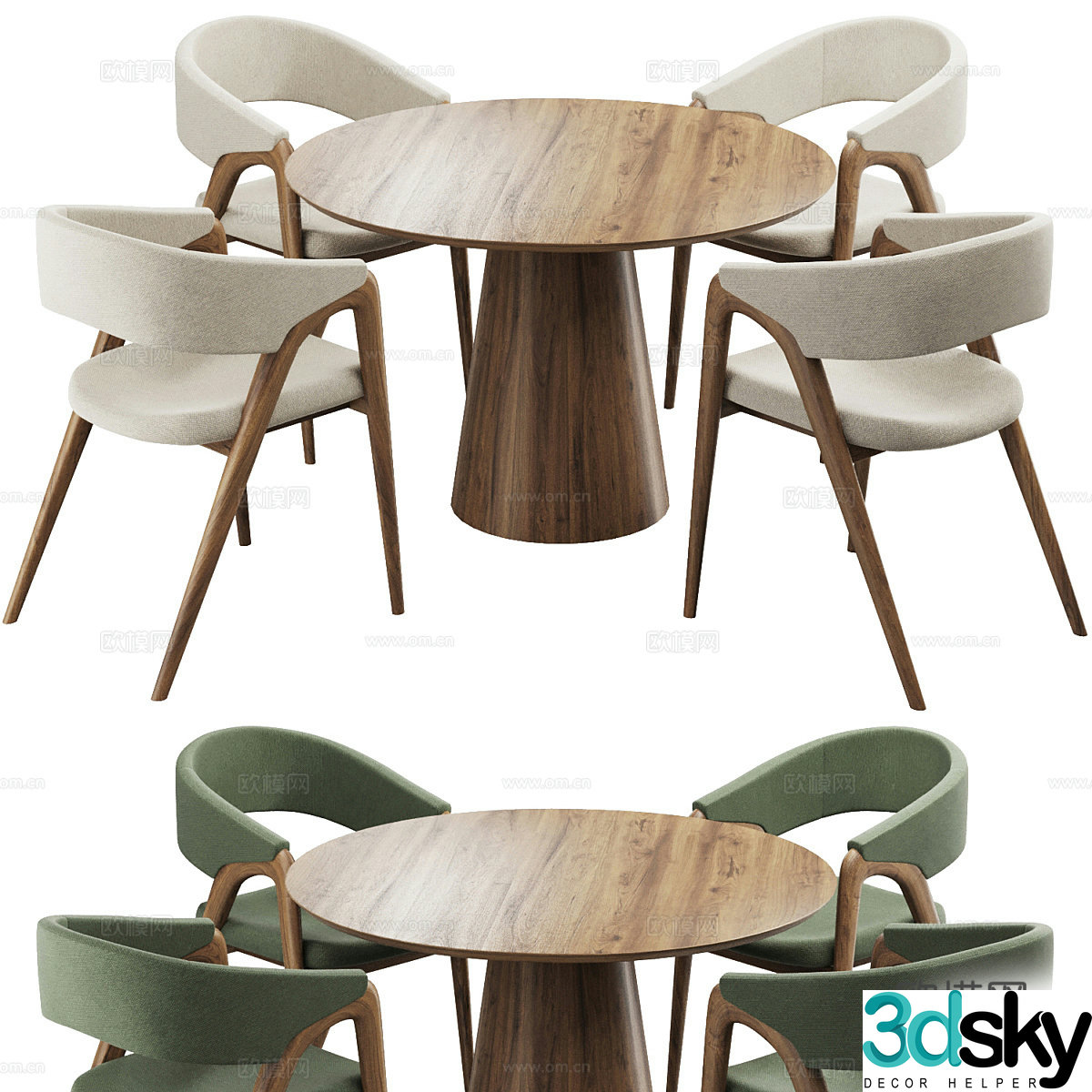 New Chinese dining table and chair 3D model