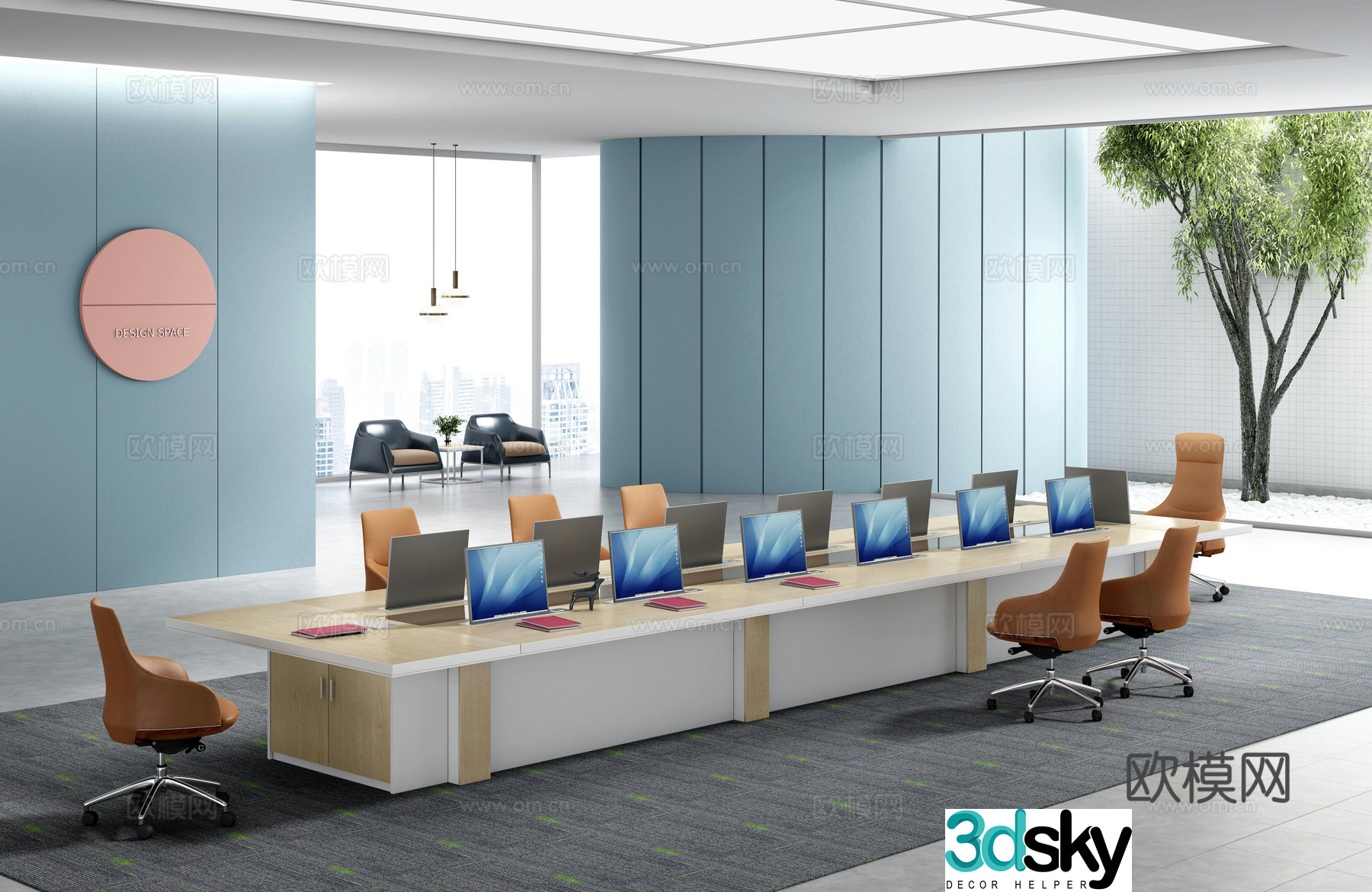 Working equipment office space office office area staff desk and chair 3d model