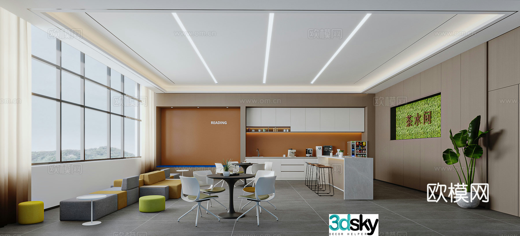 Modern 3D model of tea room