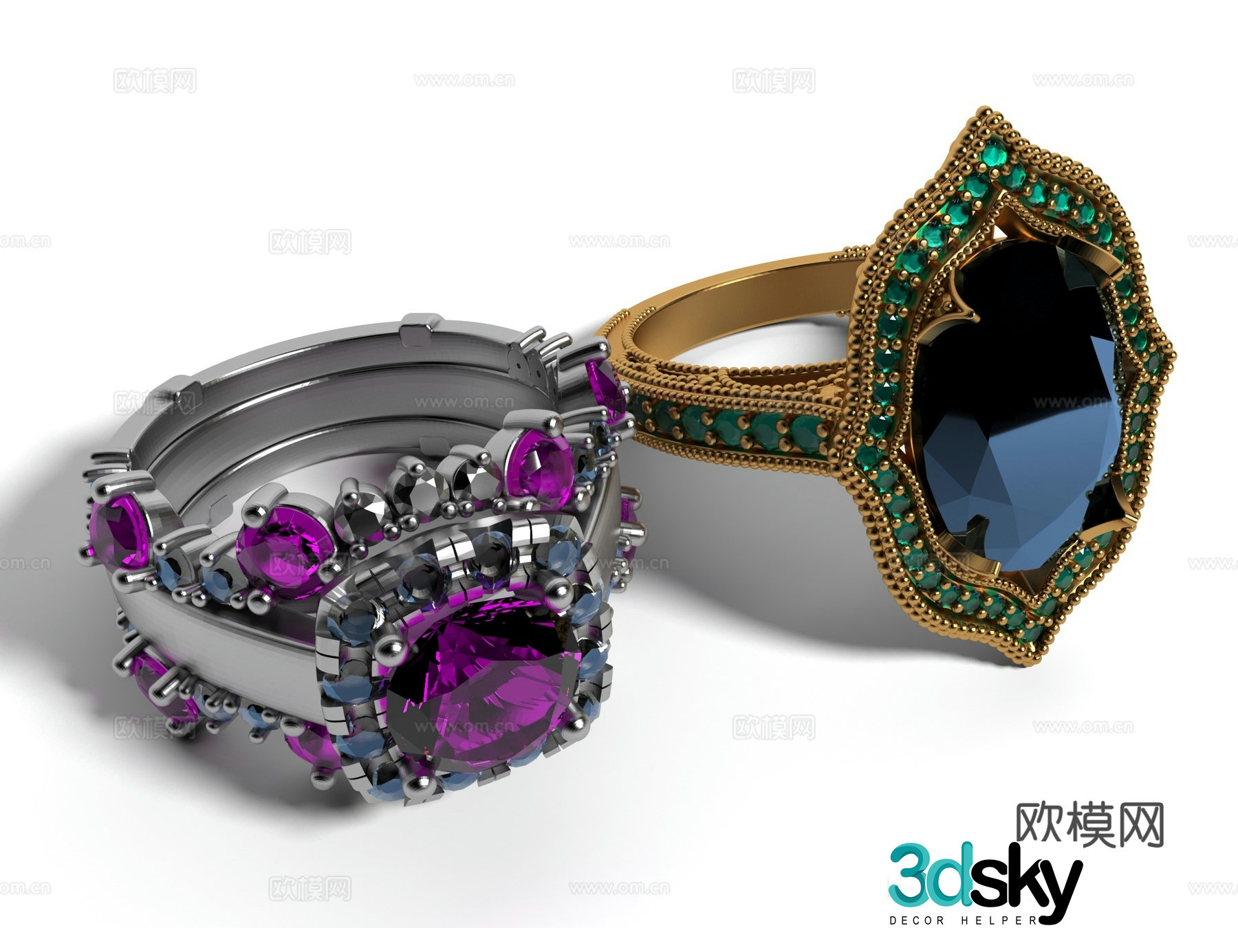 Modern style ring jewelry 3d model