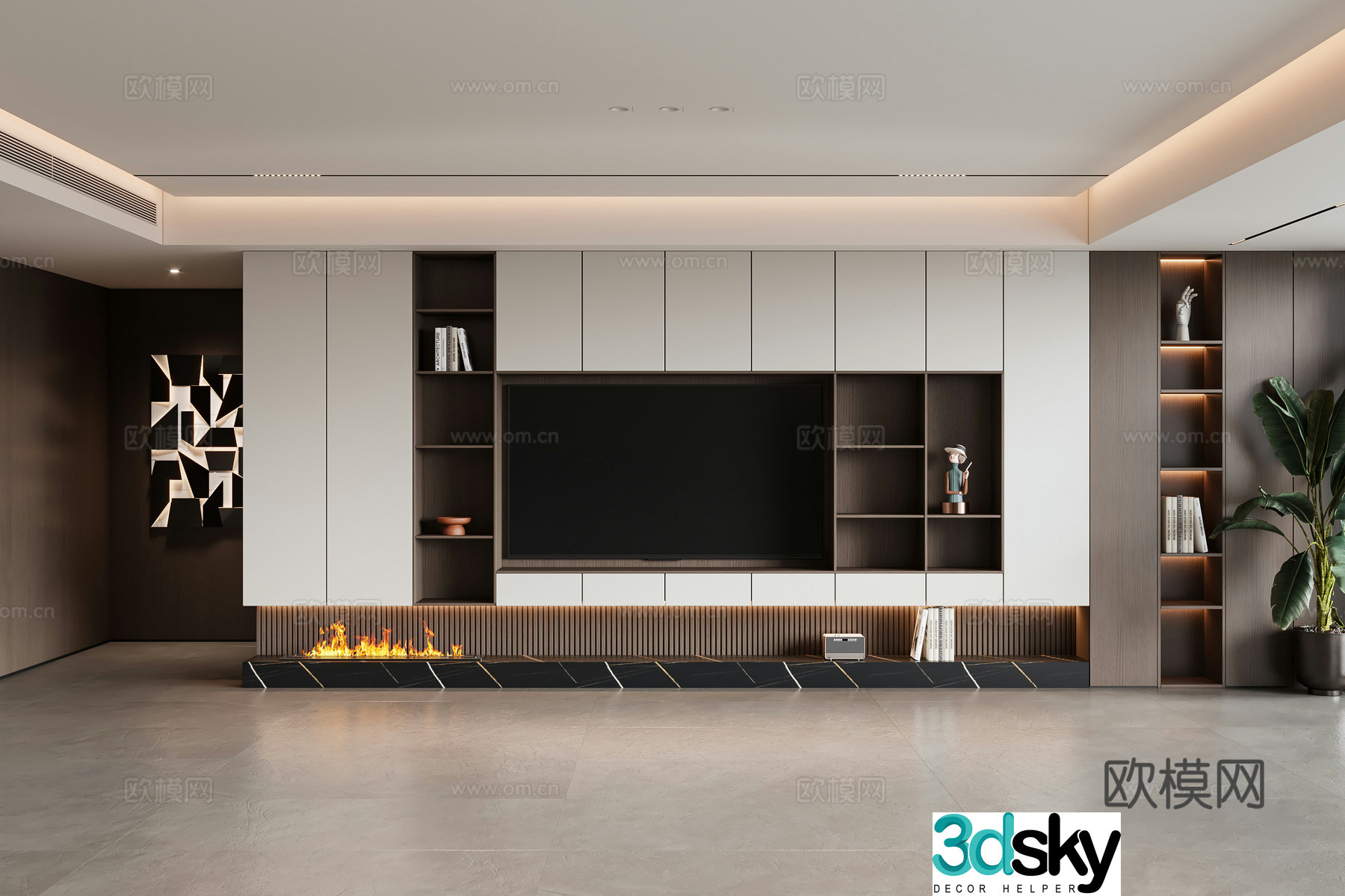 Modern TV background wall 3d model