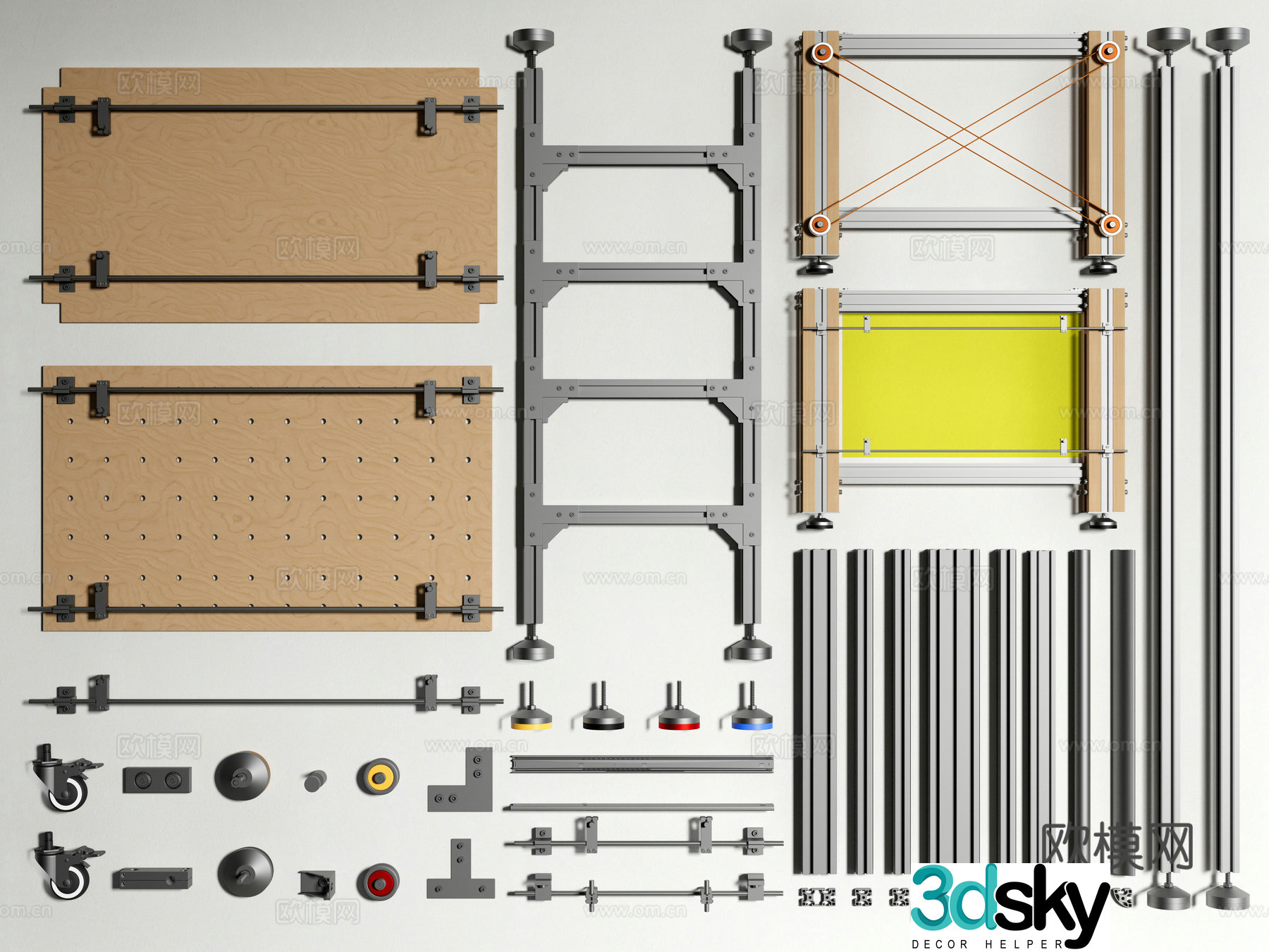 Hardware Aluminum profile Profile angle code Optical axis Hardware components Marine board 3D model