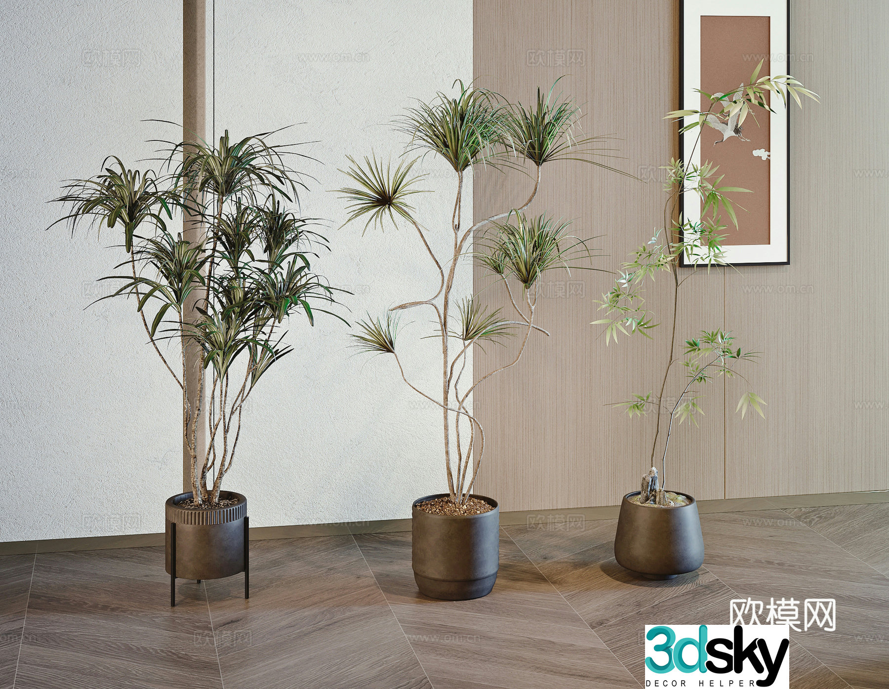 Modern green plant potted 3D model