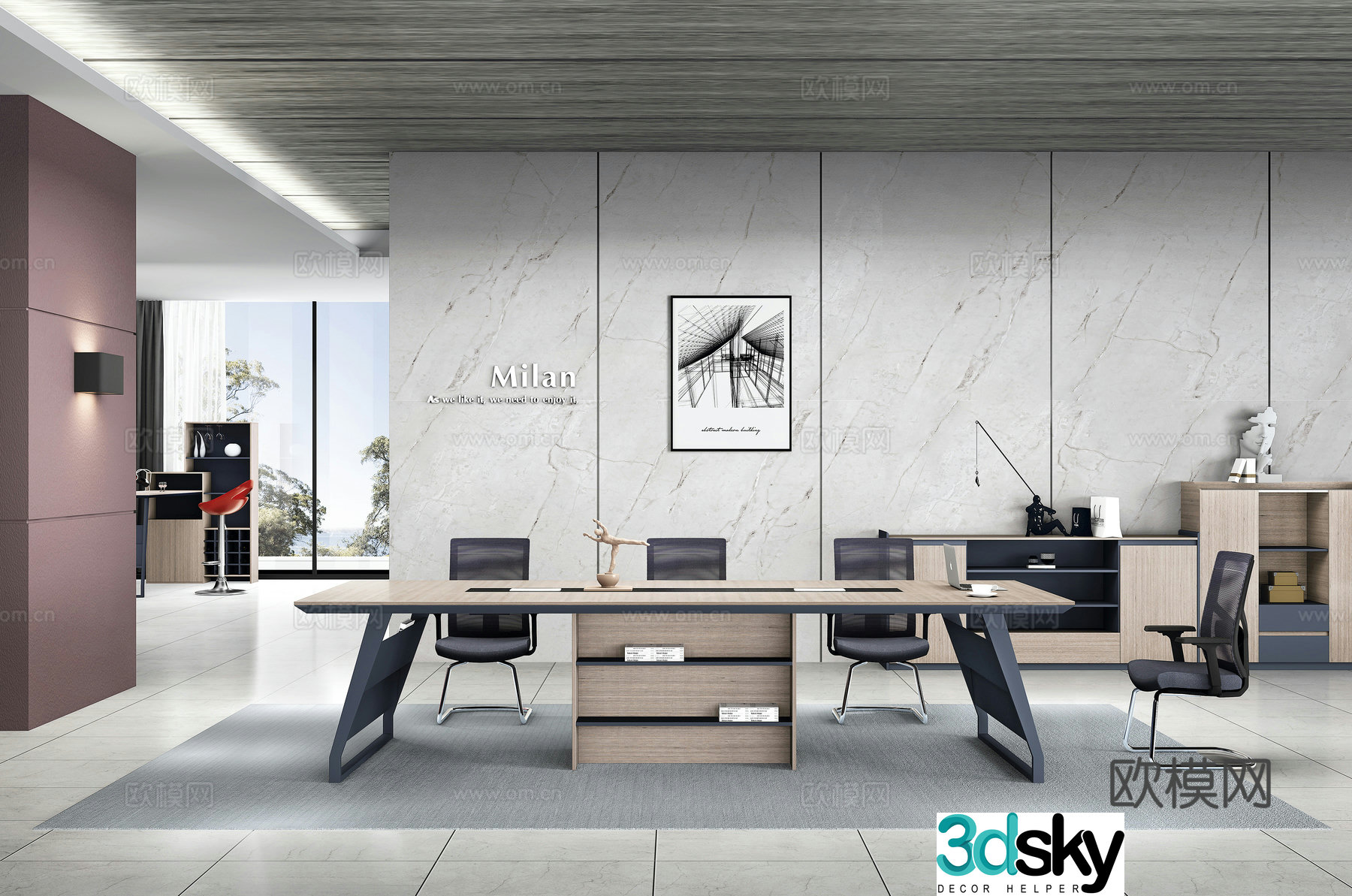Working equipment office space office office area staff desk and chair 3d model