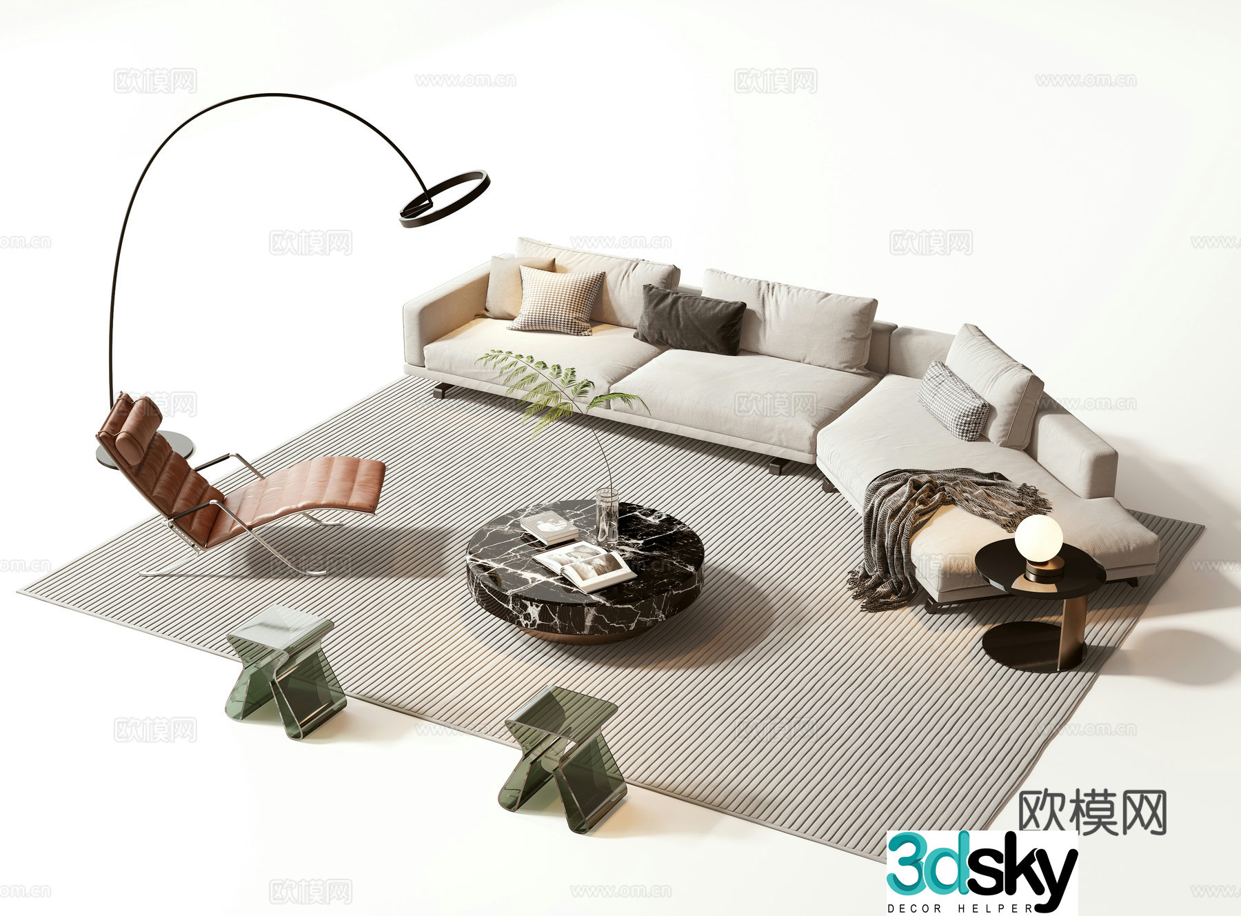 Modern sofa coffee table set 3d model