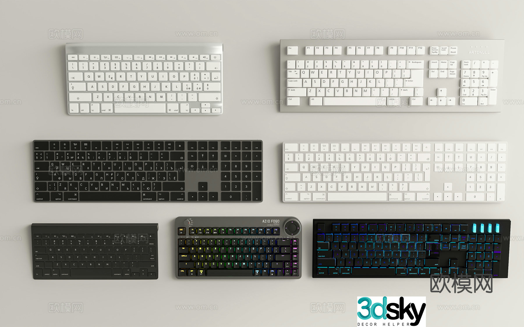 Computer keyboard Bluetooth keyboard Mechanical keyboard Wireless keyboard Computer office equipment 3D model