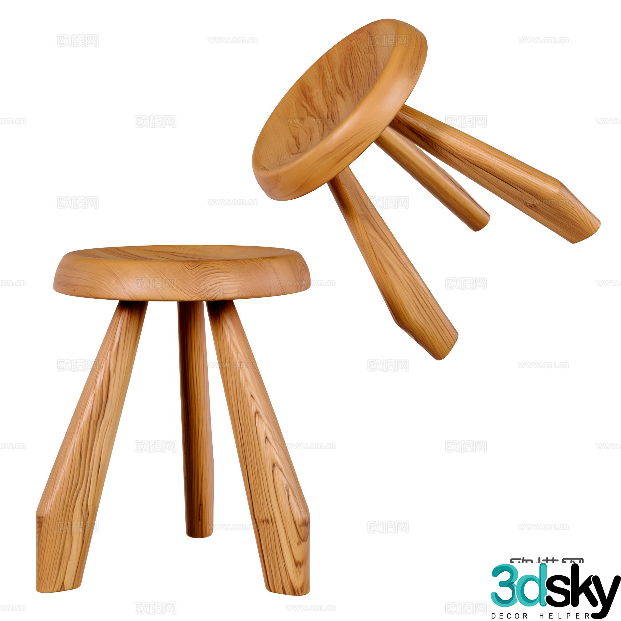 Modern log seat stool ornaments 3d model