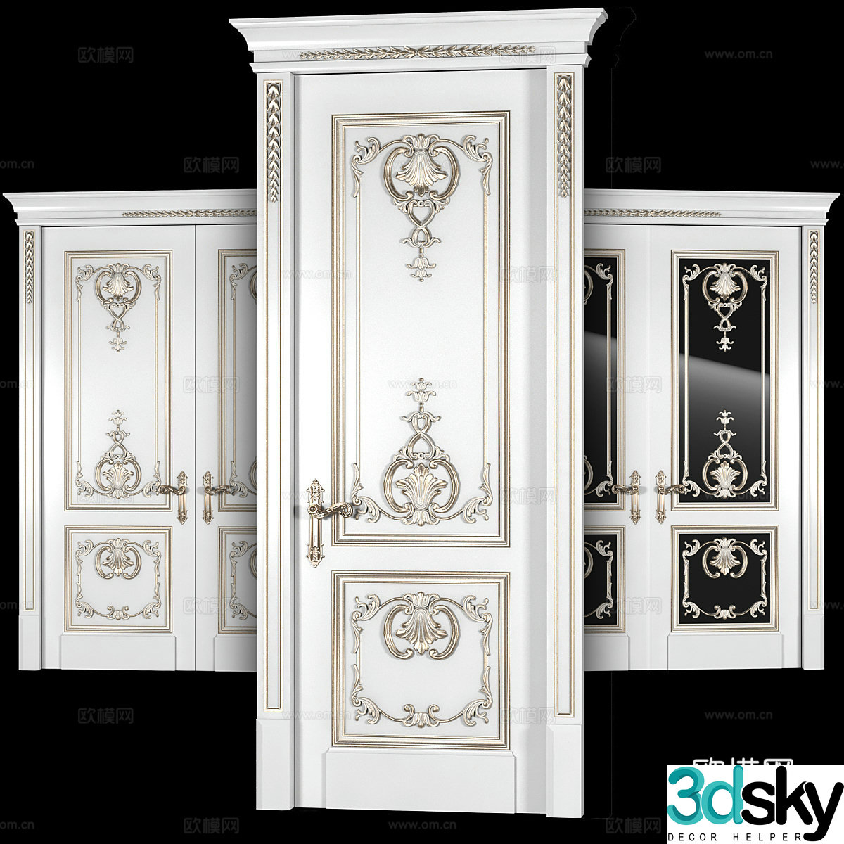 French Louis Door 3D Model