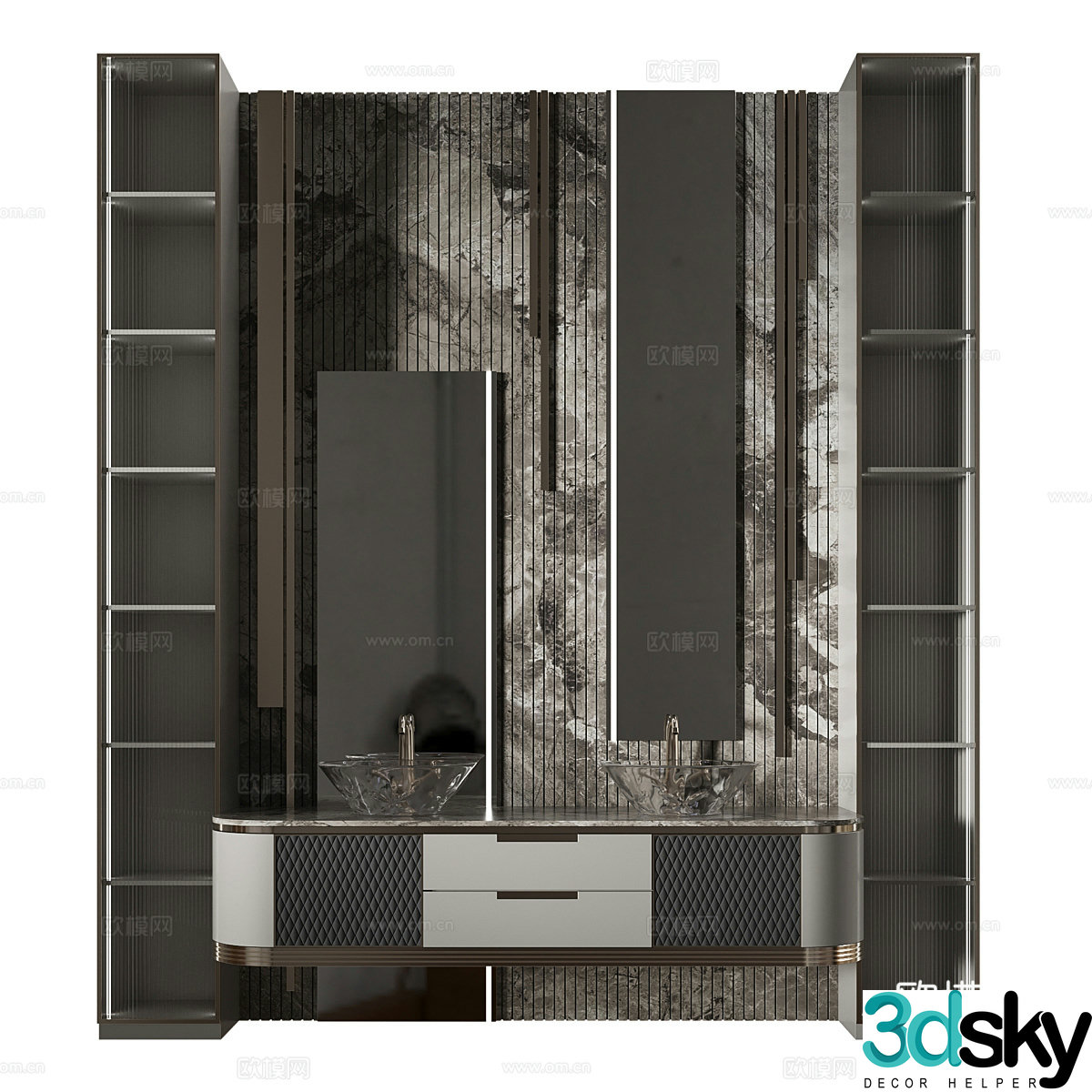 New Chinese style bathroom cabinet 3D model