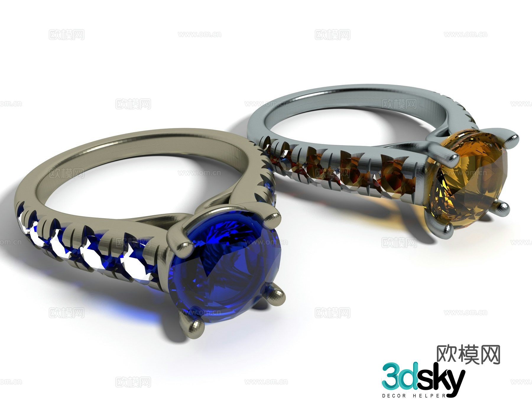 Modern style diamond ring 3d model