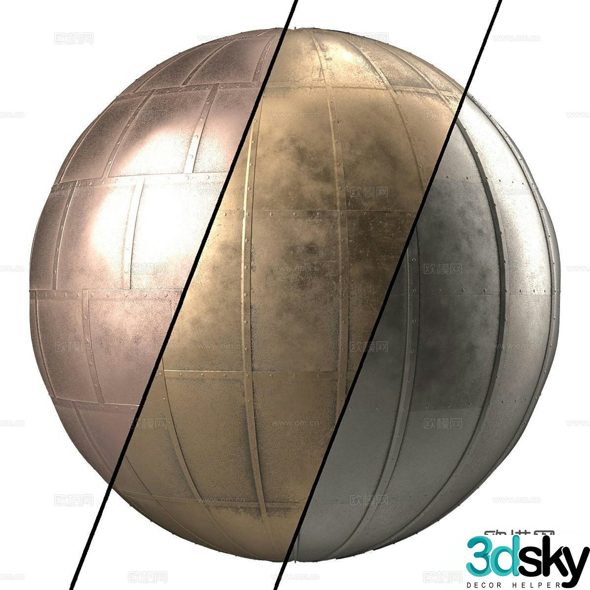 Modern metal plate old metal plate copper plate stainless steel plate rose metal 3d model