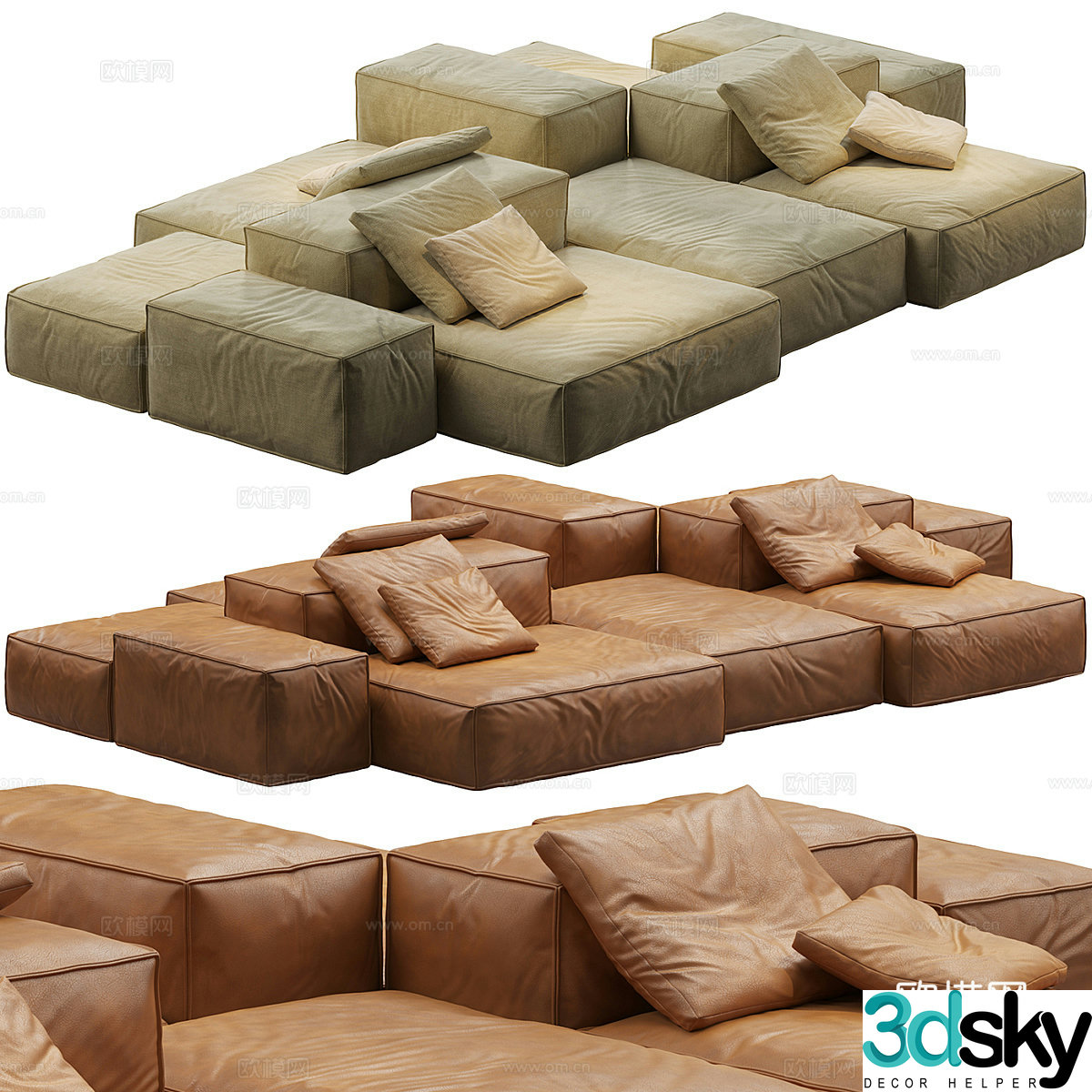 Modern Italian Extrasoft Modular Sofa 3D Model