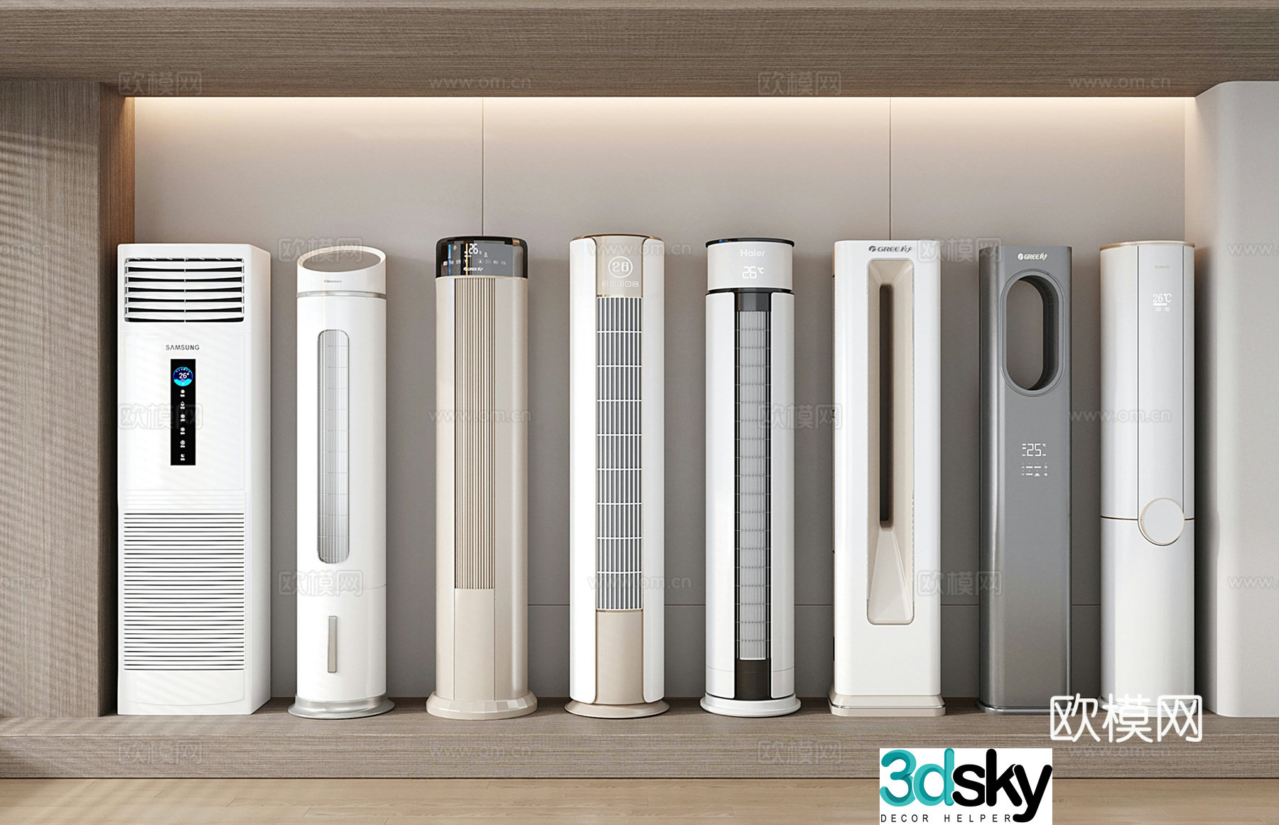 Modern vertical air conditioner Vertical cabinet heating and cooling air conditioner Cylindrical cabinet 3D model